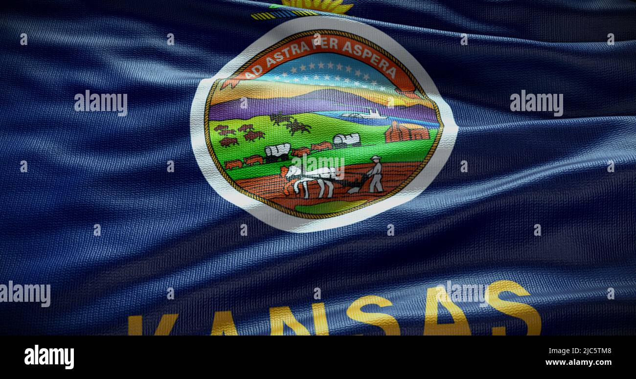 Kansas state flag background illustration, USA symbol backdrop. Stock Photo