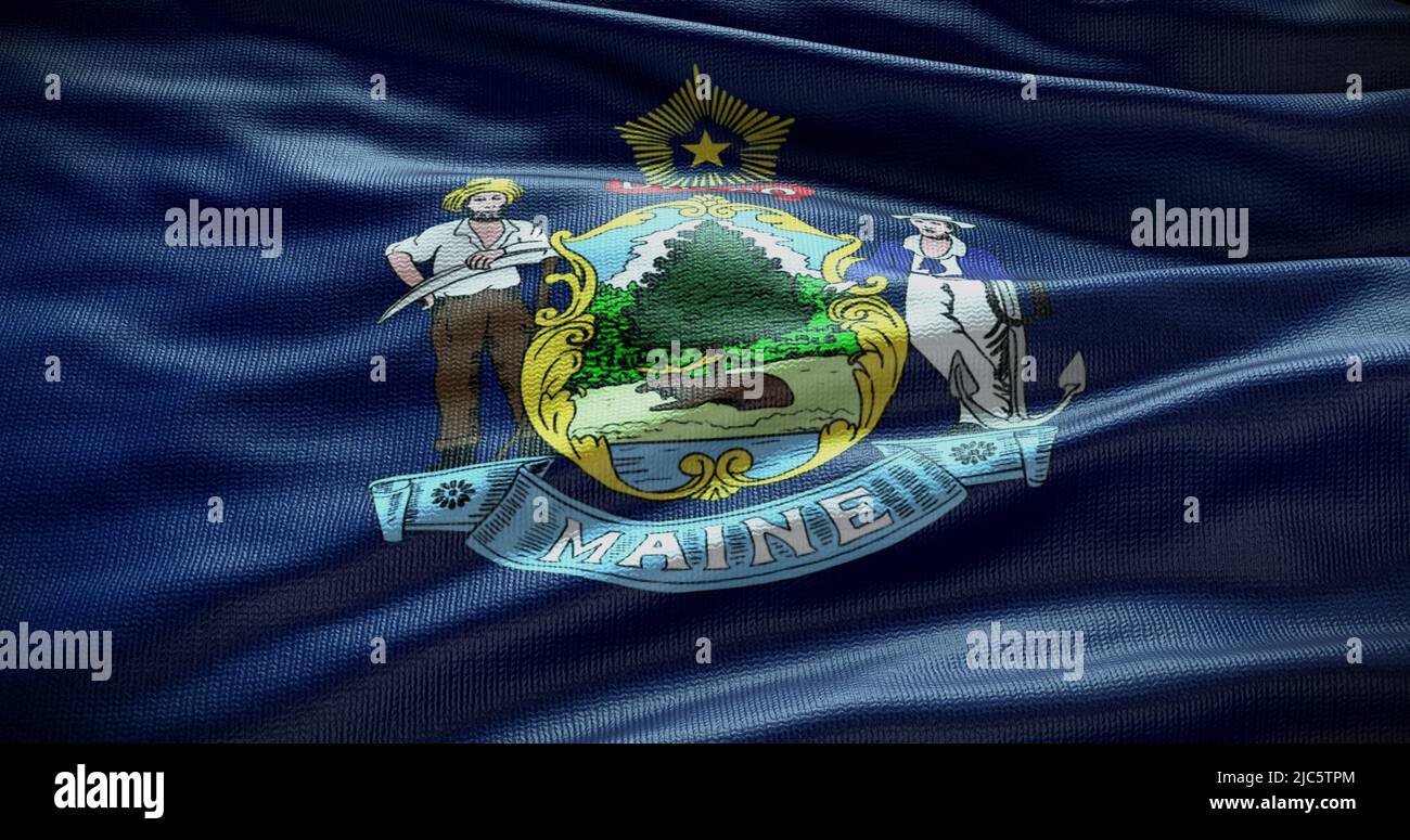 Maine state flag background illustration, USA symbol backdrop. Stock Photo