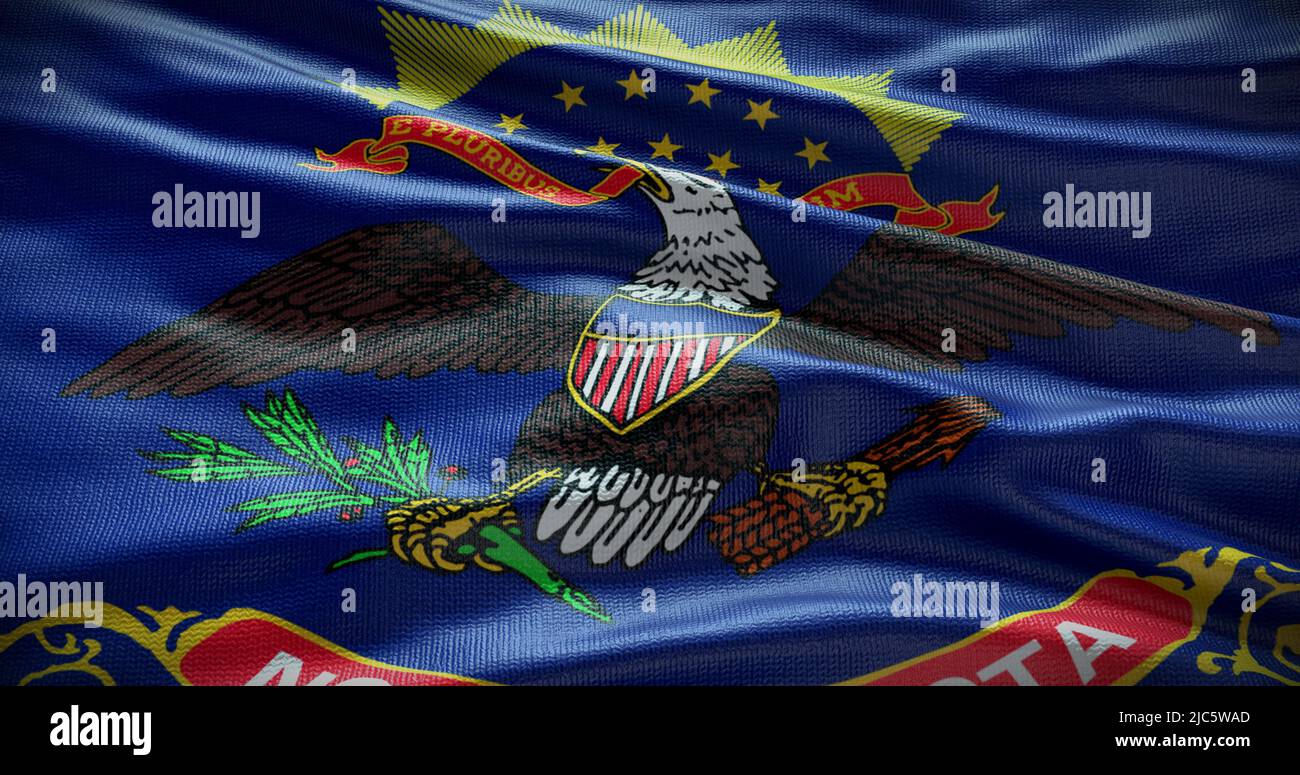 North Dakota state flag background illustration, USA symbol backdrop. Stock Photo