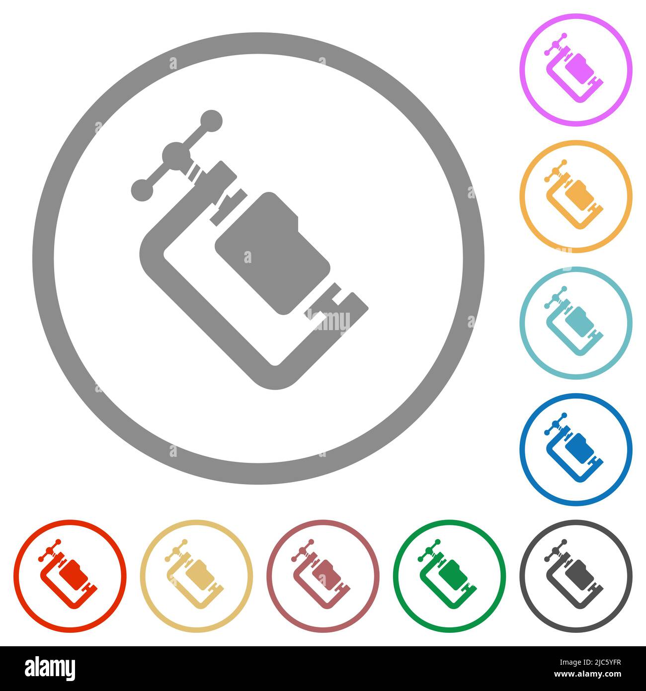 Folder compression solid flat color icons in round outlines on white background Stock Vector