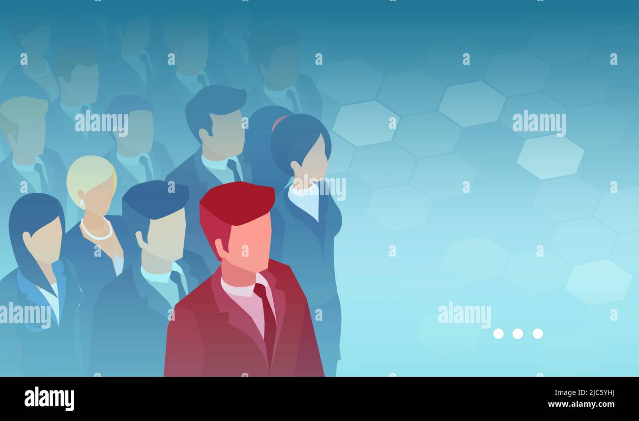 Vector of a crowd of professional businesspeople with a chief manager leading them Stock Vector