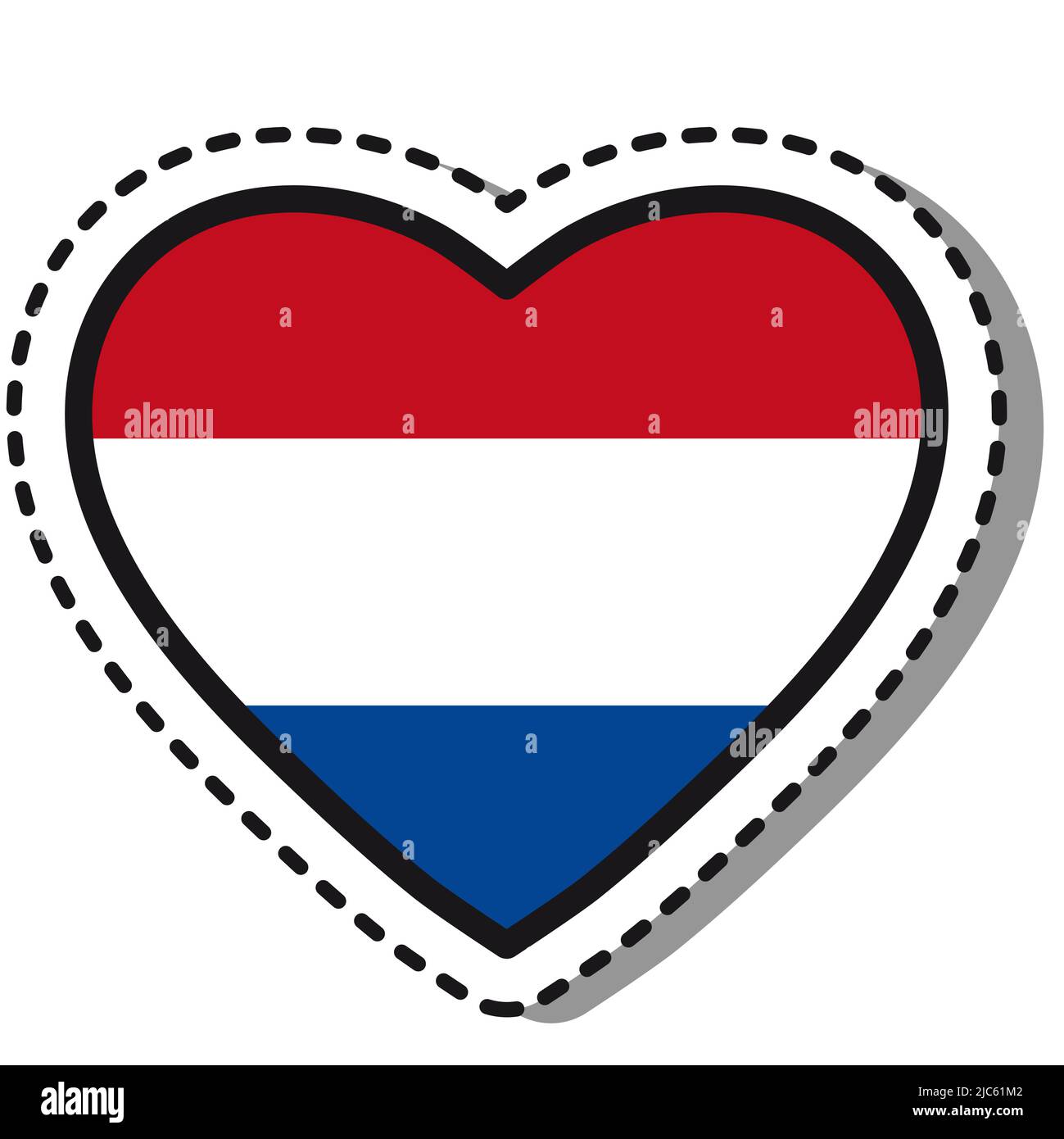 Flag Netherlands heart sticker on white background. Vintage vector love ...