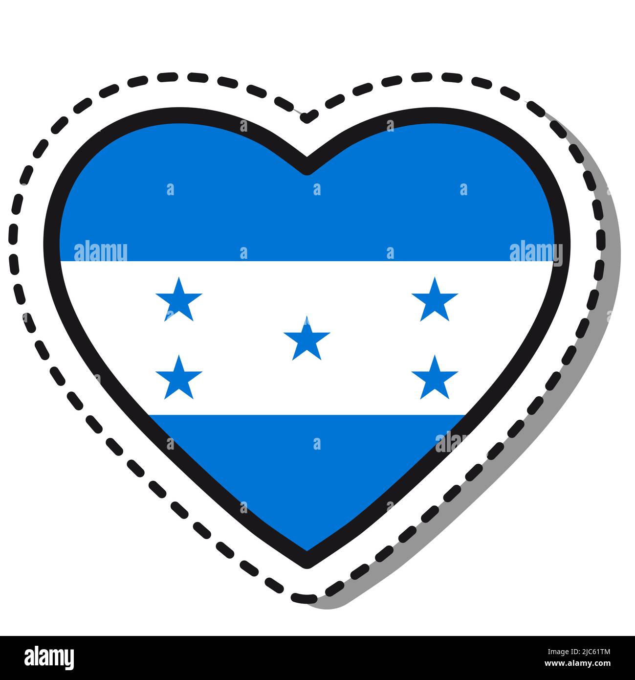Flag Honduras heart sticker on white background. Vintage vector love badge.  National day. Travel sign. Stock Vector
