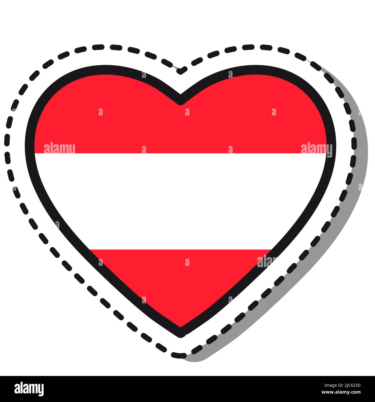 Flag Austria heart sticker on white background. Vintage vector love badge. National day. Travel sign. Stock Vector