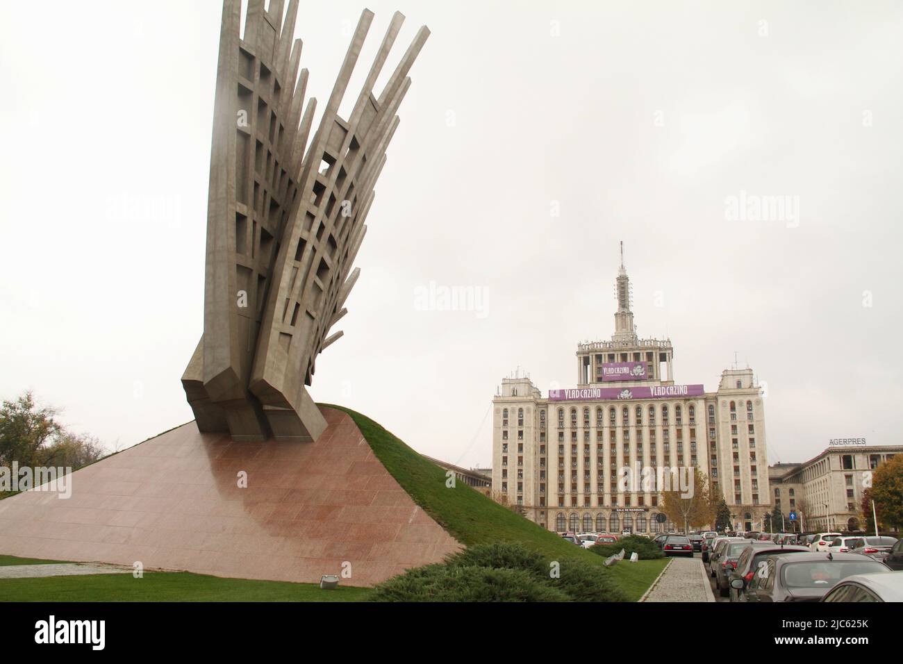 Bucharest, Romania. "The monument of the fight against communism" by artist Mihai Buculei in Piata Presei Libere (The Free Press Plazza). Stock Photo