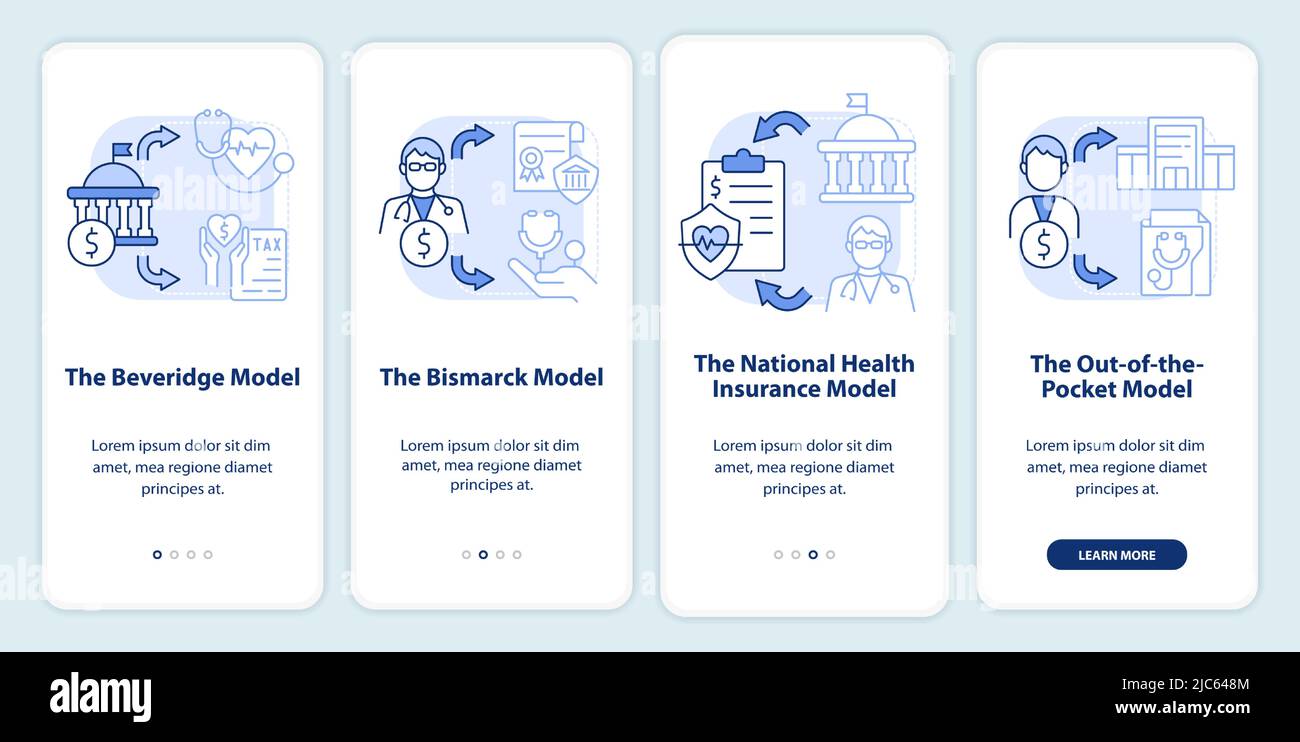 Major health care models light blue onboarding mobile app screen Stock ...