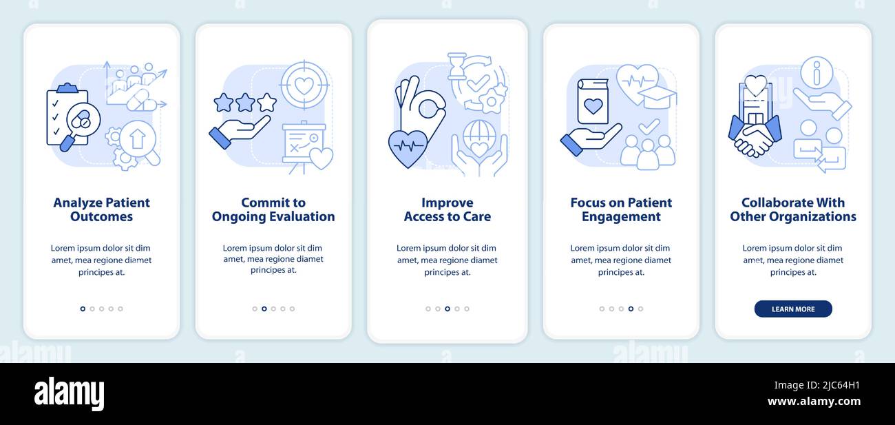 Advancing healthcare system light blue onboarding mobile app screen ...