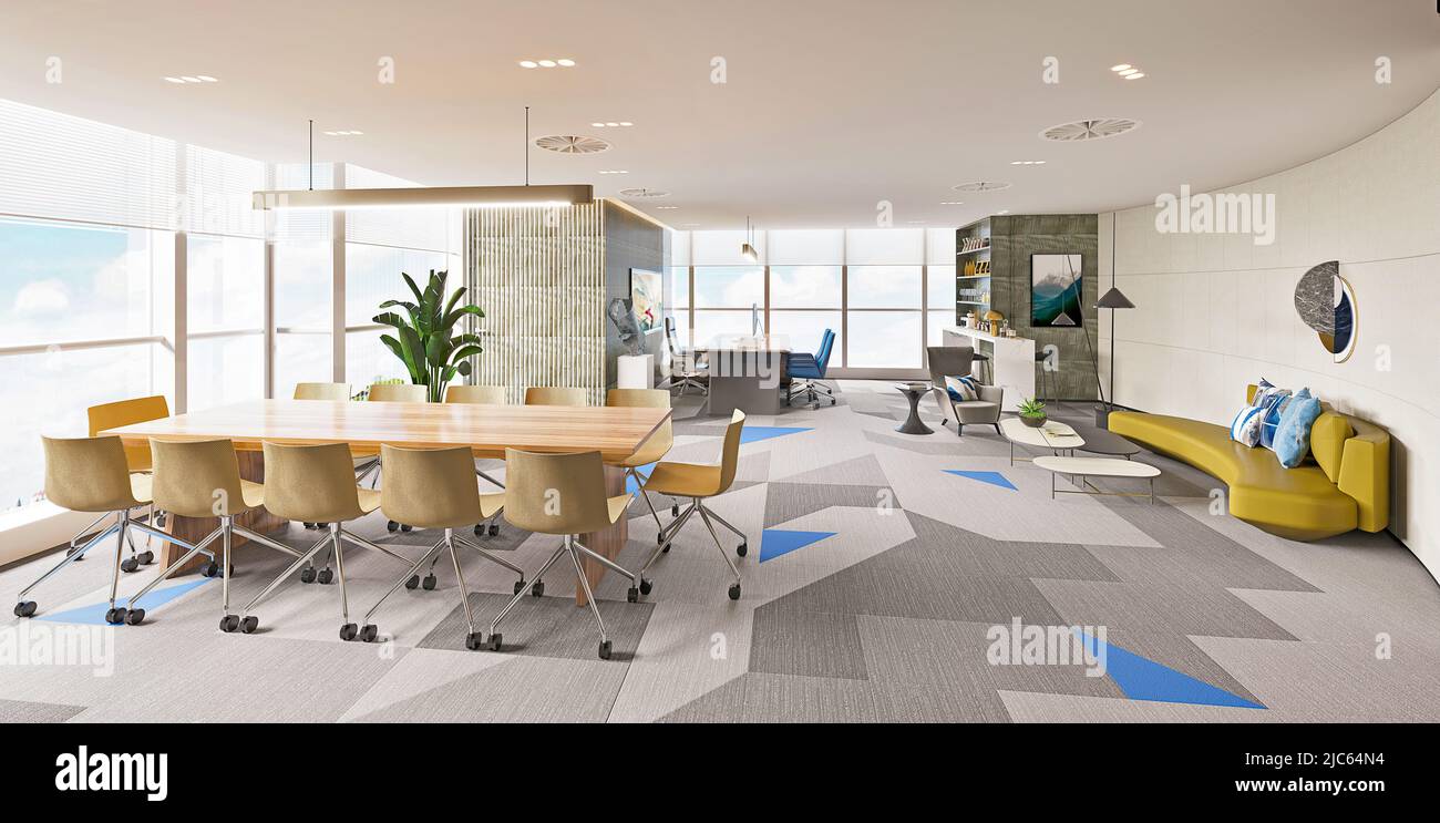 3d render of modern working office Stock Photo