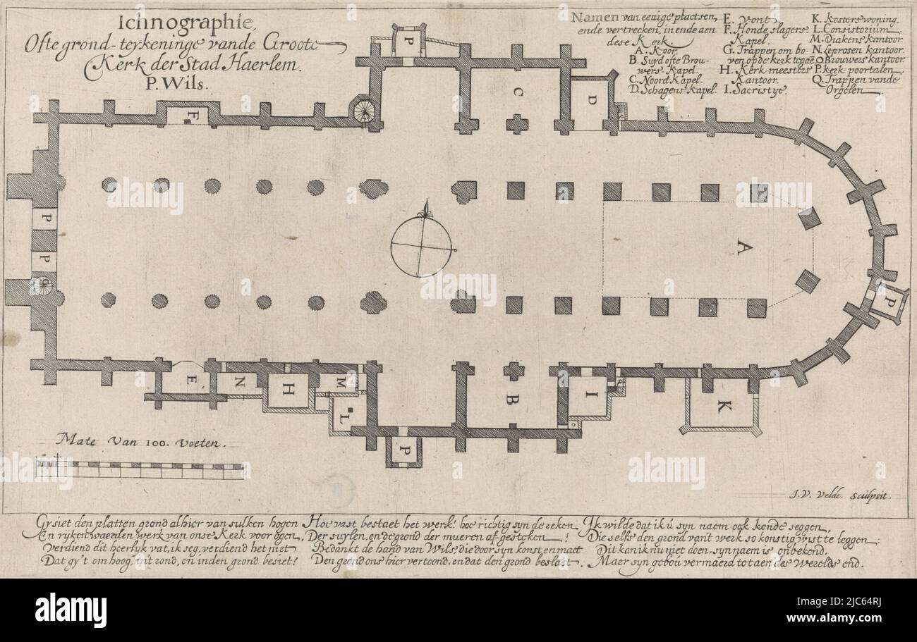 Ofte Grond Teykeninge Vande Groote Kerk Der Stad Haerlem Hi res Stock 