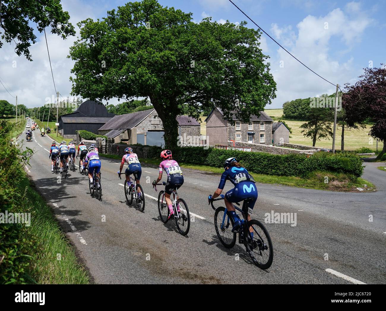 The peloton travels through Carmarthanshire during stage five of The Women's Tour from Pembury Country Park to The Black Mountain. Picture date: Friday June 10, 2022. Stock Photo