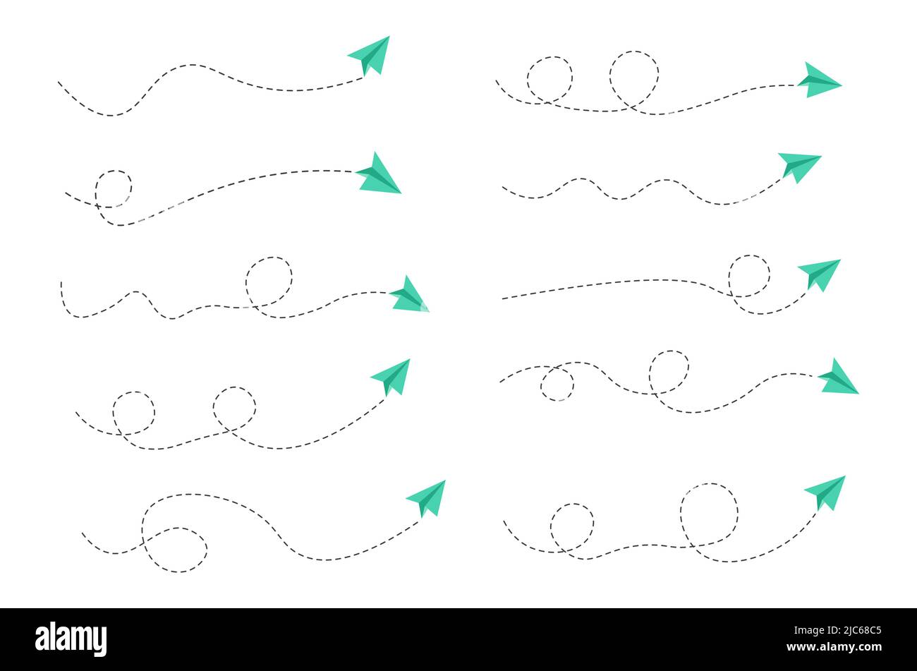 Set of dashed line airplane route Stock Vector Image & Art - Alamy