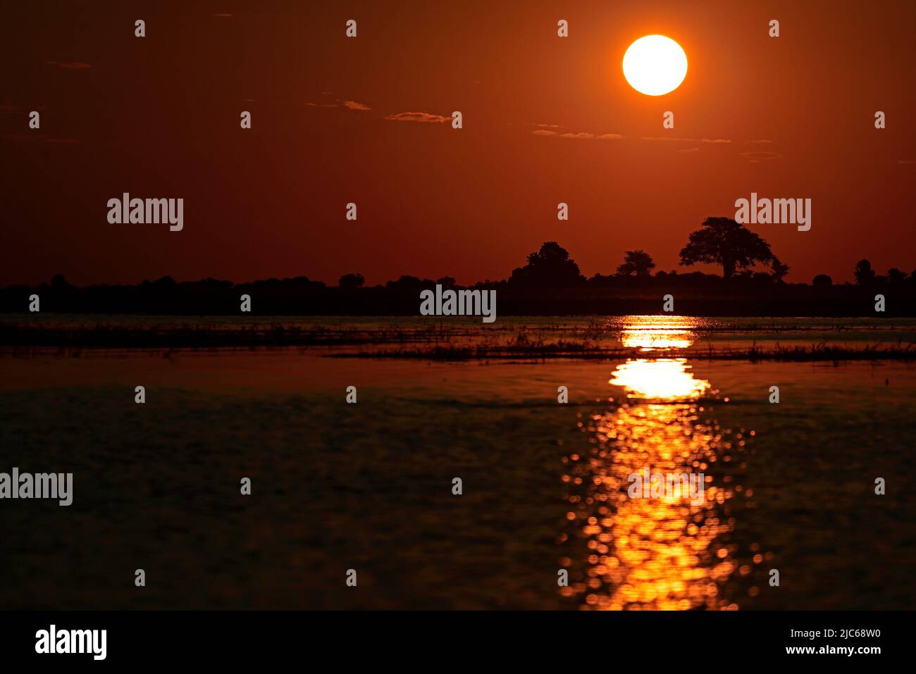 Sunset over the Chobe River Botswana Africa Stock Photo