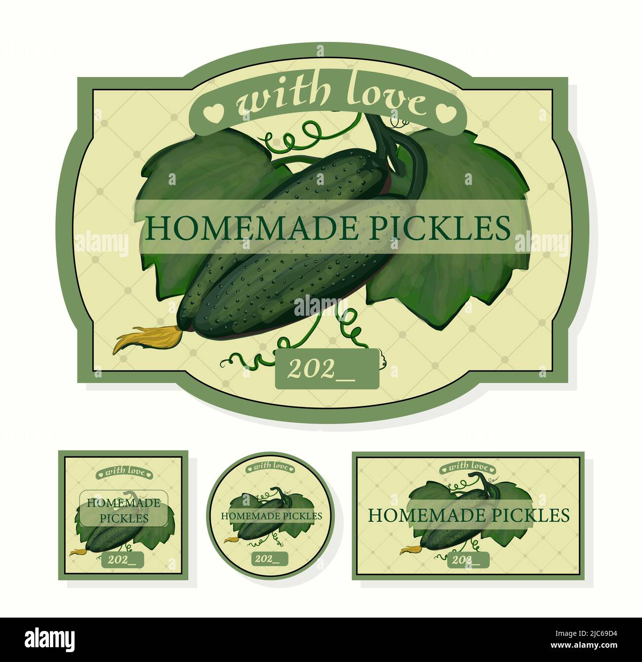 HOMEMADE CUCUMBER LABELS. Sticker for homemade pickled cucumbers in a