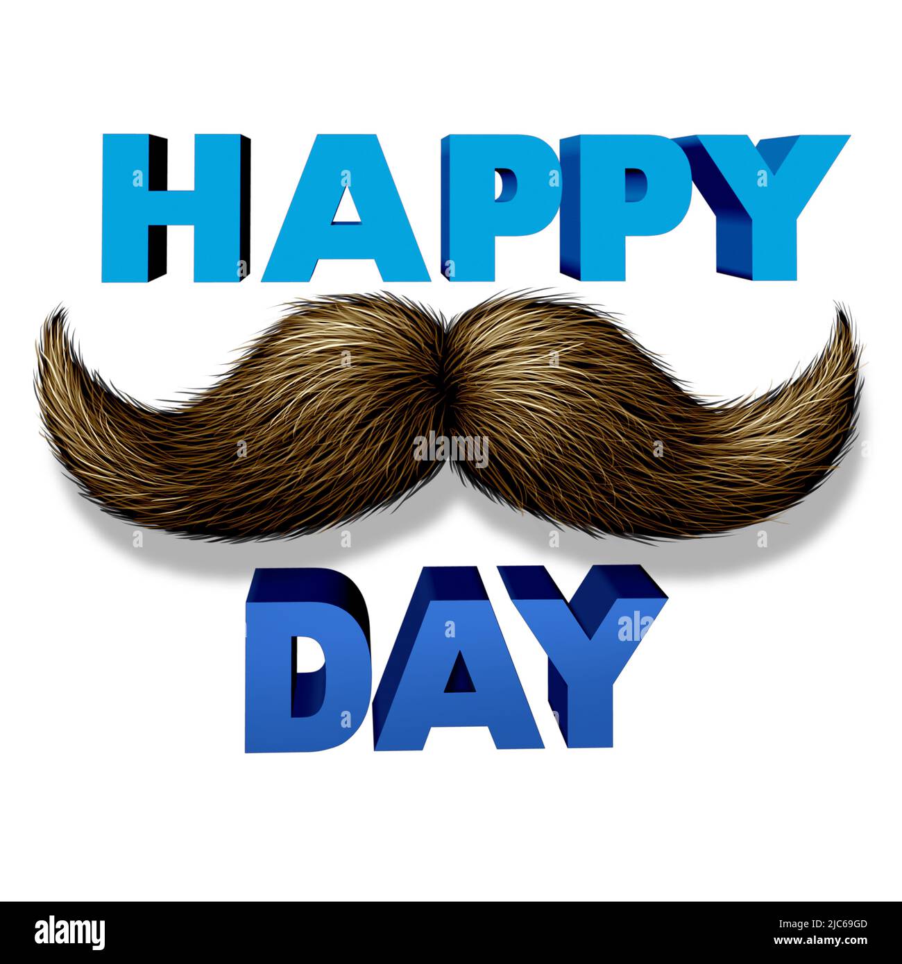 Happy fathers day celebration and fatherhood concept as a thank you to the best dad message as a mustache with long whiskers on a white background. Stock Photo