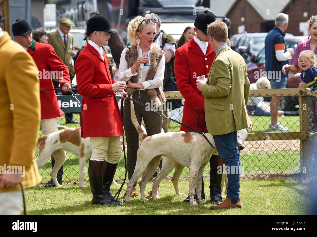 Brighton UK 10th June 2022 - Competitors enjoy the sunshine at the South of England Show held at the Ardingly Showground in Sussex UK . The show celebrates the best in British agriculture over three days: Credit Simon Dack / Alamy Live News Stock Photo