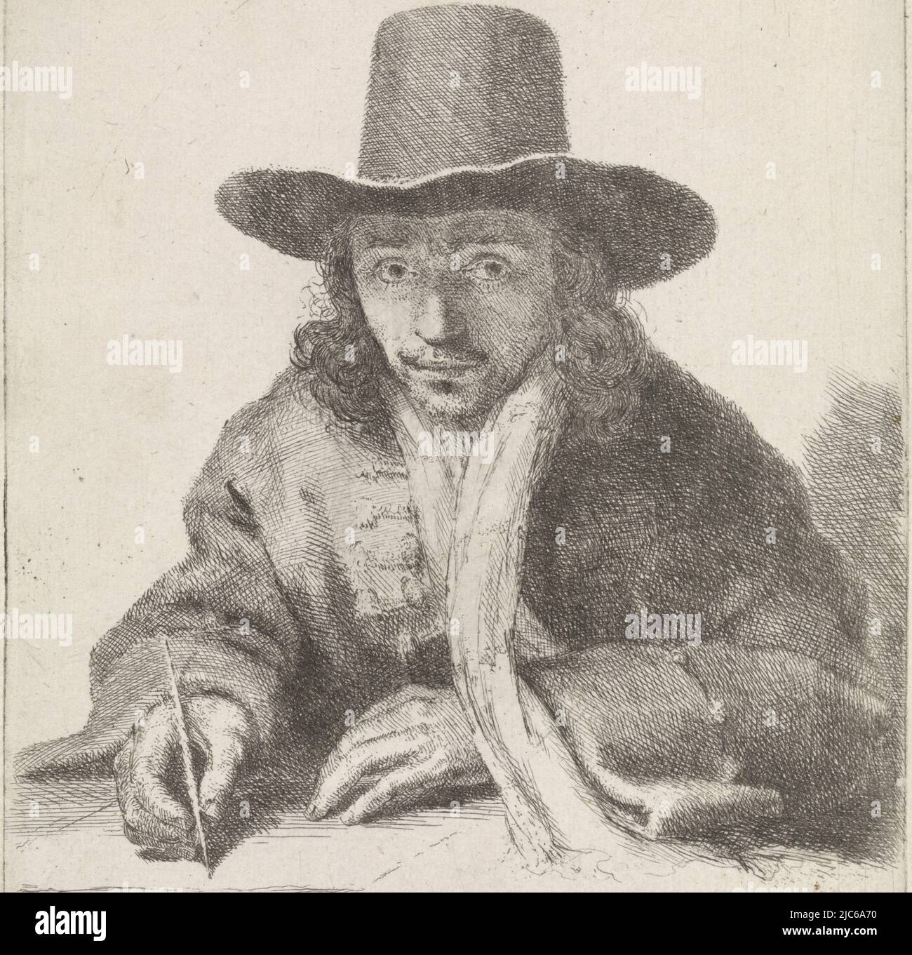 Selfportrait of Johannes Lutma, drawing., print maker Johannes Lutma