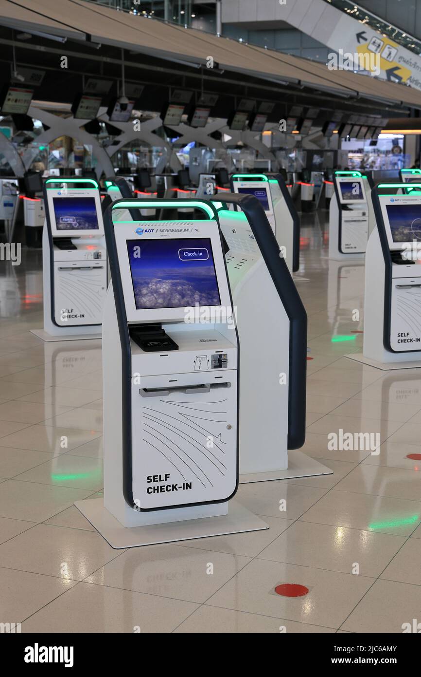 Self Checkin or Self service machine and help desk kiosk at airport
