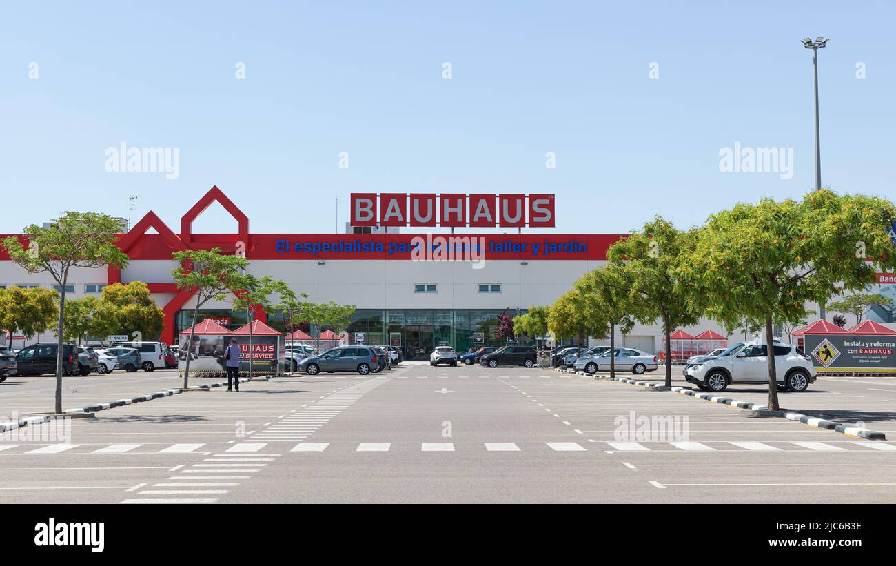 ALFAFAR, SPAIN - JUNE 06, 2022: Bauhaus is a German retail chain offering products for home improvement and gardening Stock Photo