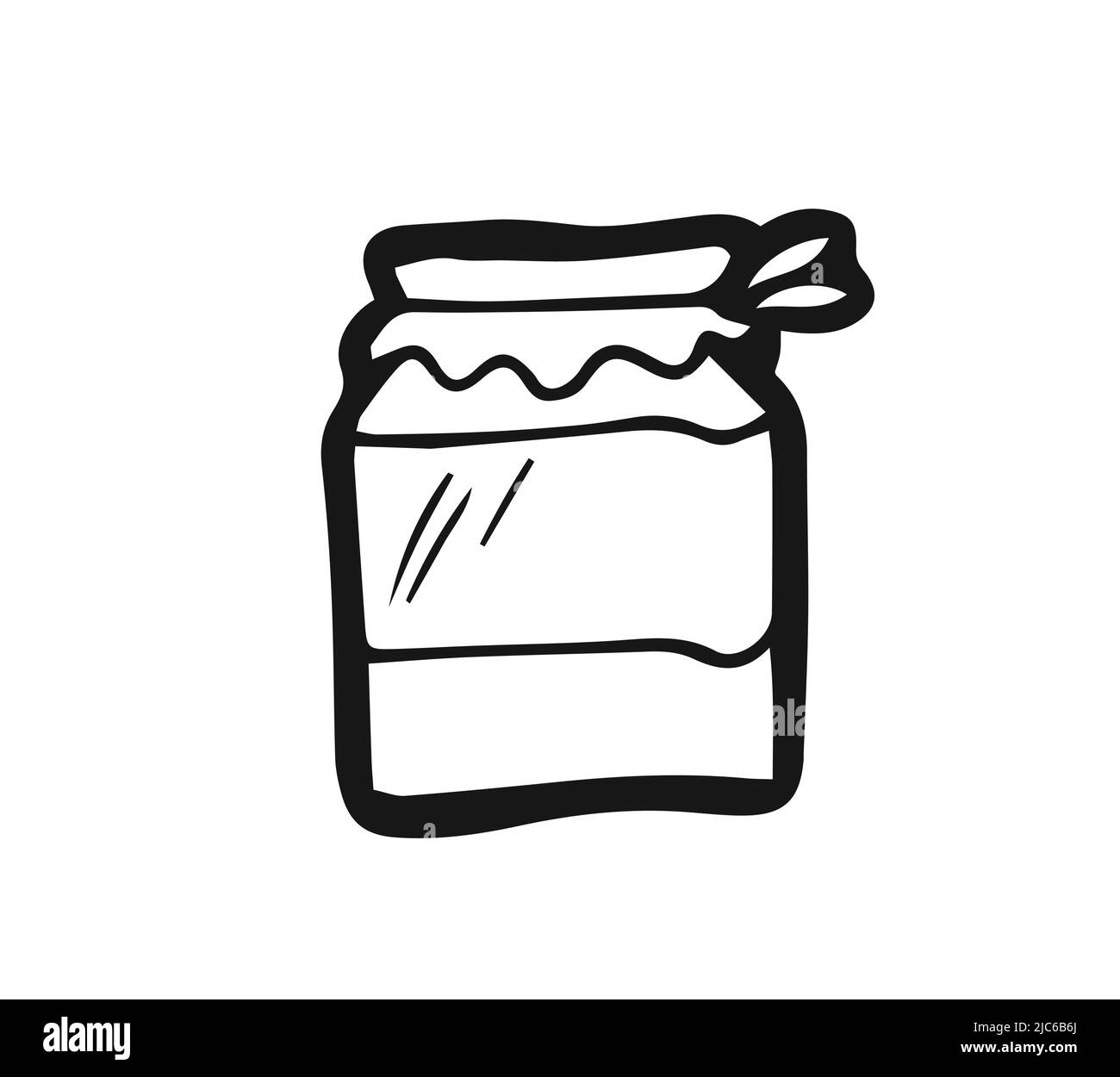 Jar of jam. Hand drawing outline. Isolated on white background