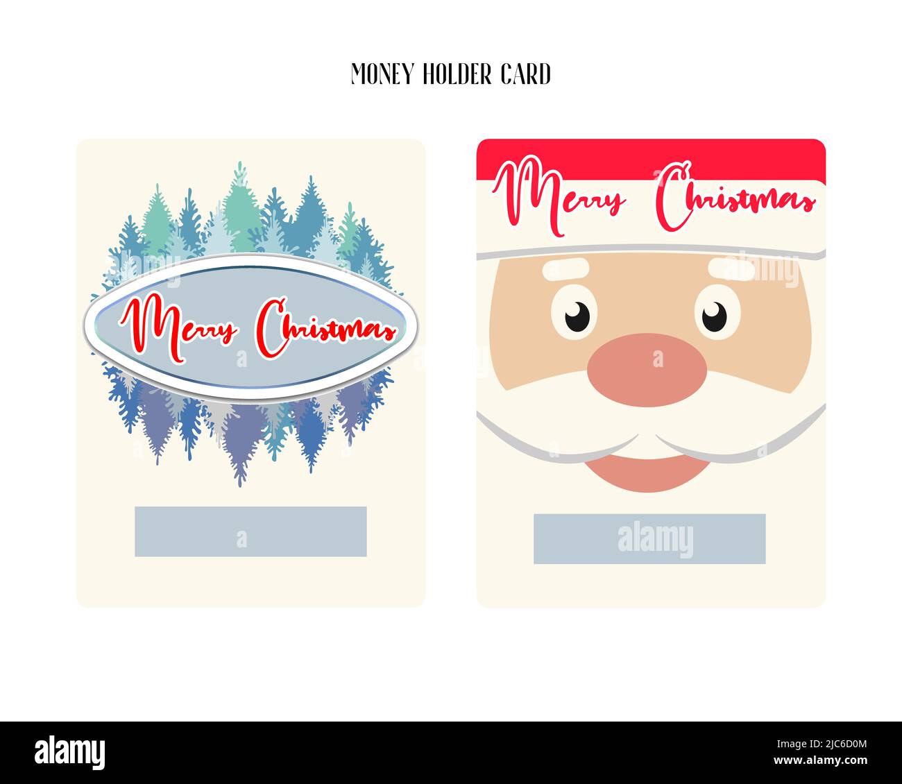 Printable Christmas Money Holder set, Gift card, Cash Money Holder template for crafting. Stock Vector