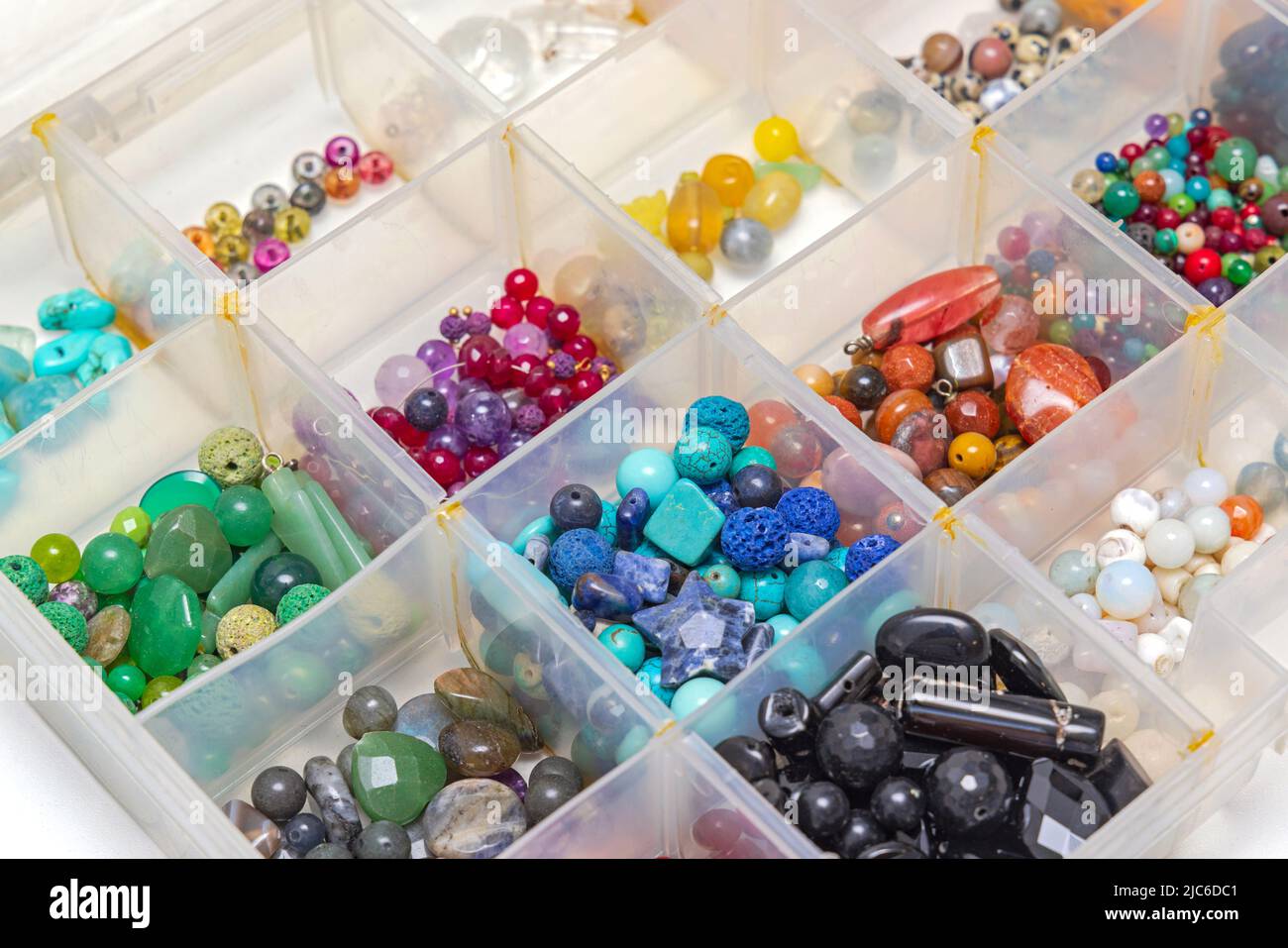 Gemstones Jewelry Craft Material in Organizer Tackle Box Stock Photo - Alamy