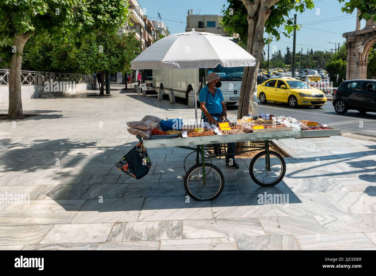 A fruit and fresh produce seller in Athens, Greece Stock Photo