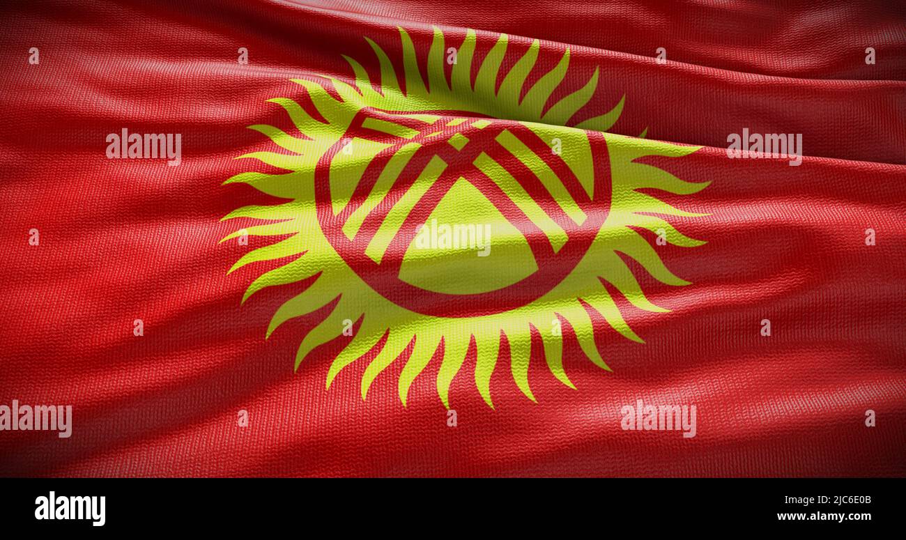 Kyrgyzstan national flag background illustration. Symbol of country. Stock Photo