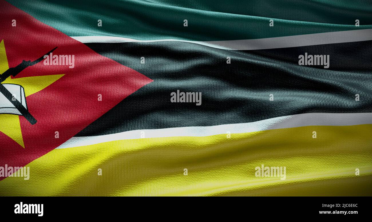 Mozambique national flag background illustration. Symbol of country. Stock Photo