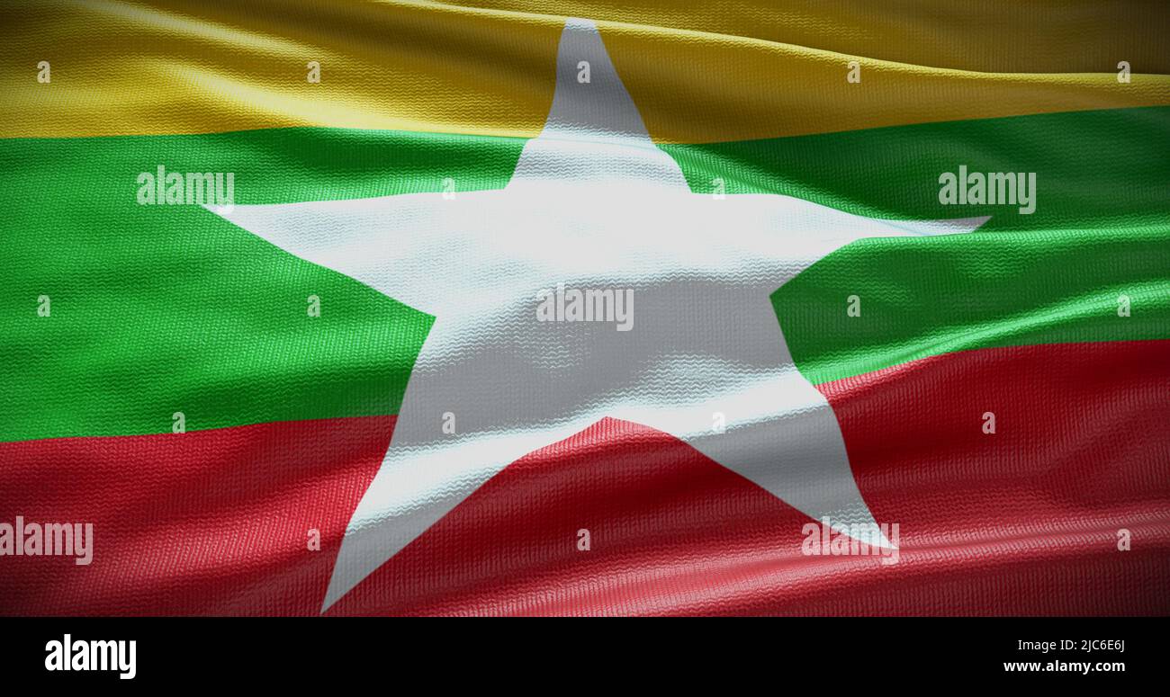 Myanmar national flag background illustration. Symbol of country. Stock Photo