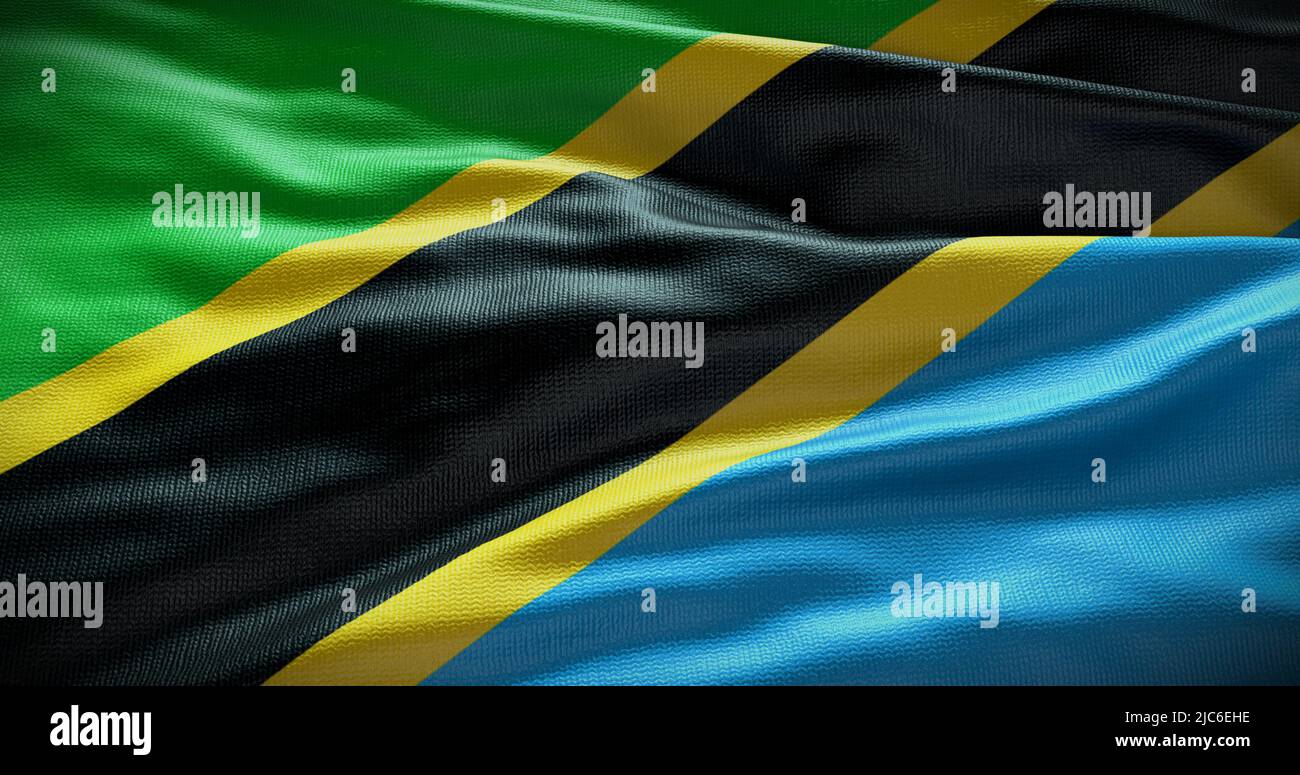 Tanzania national flag background illustration. Symbol of country. Stock Photo