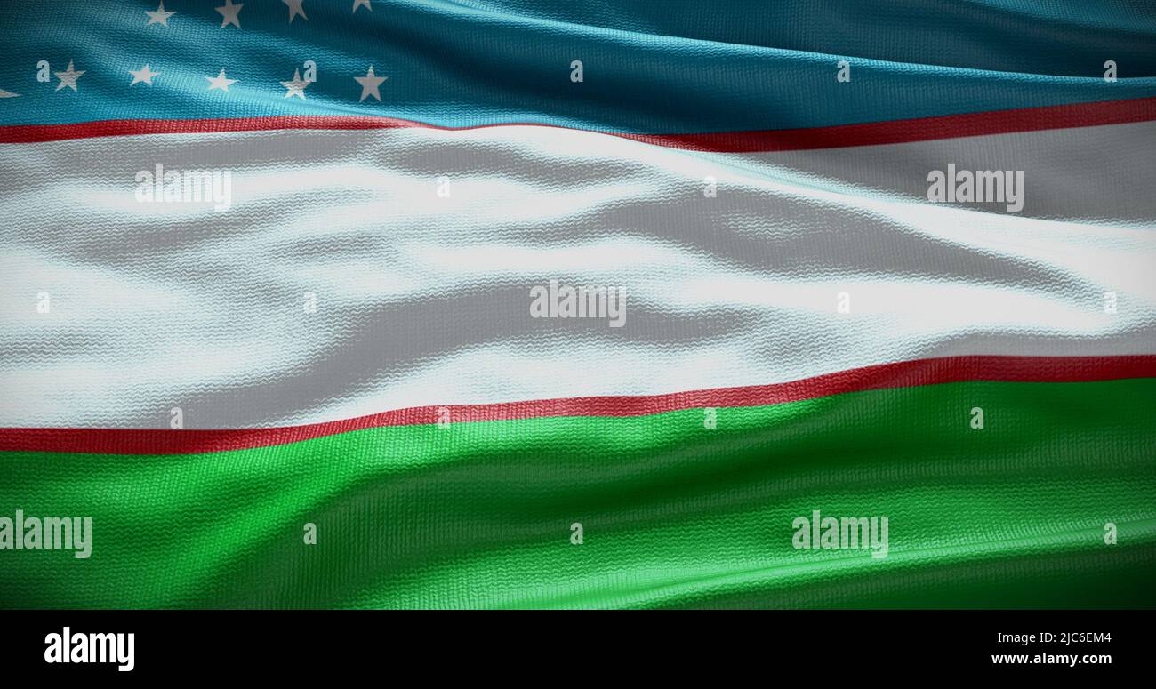 Uzbekistan national flag background illustration. Symbol of country. Stock Photo