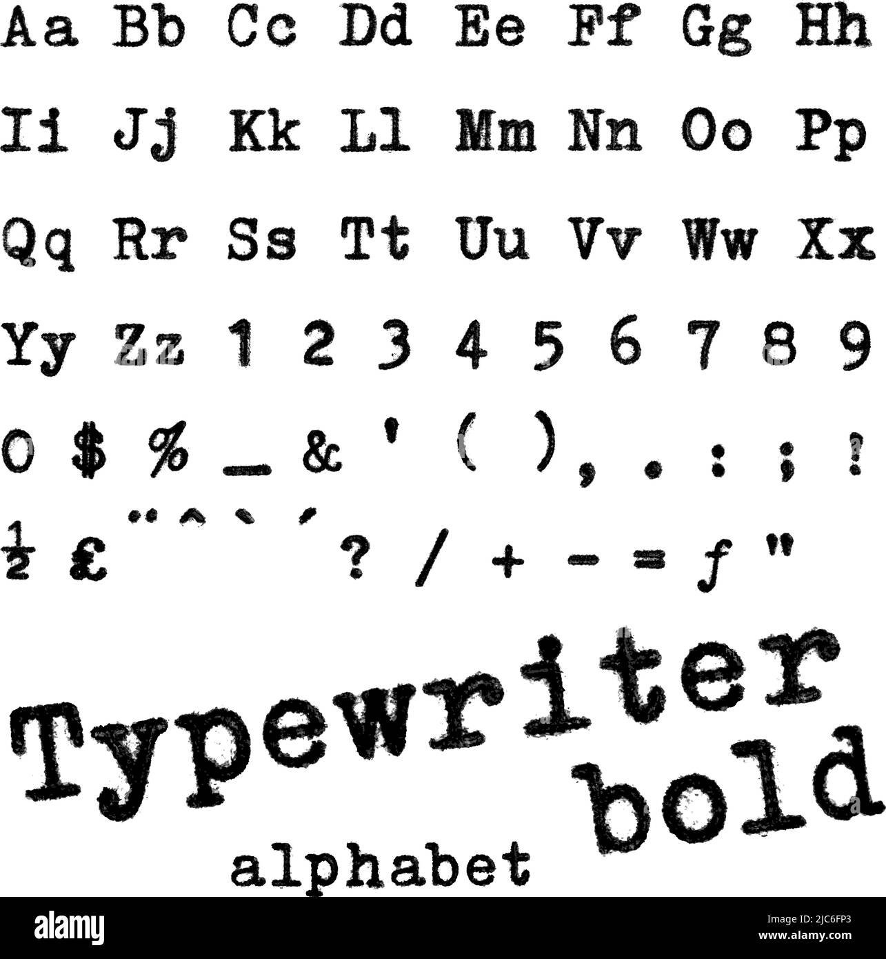 Typewriter bold alphabet. Macro photograph of typewriter letters