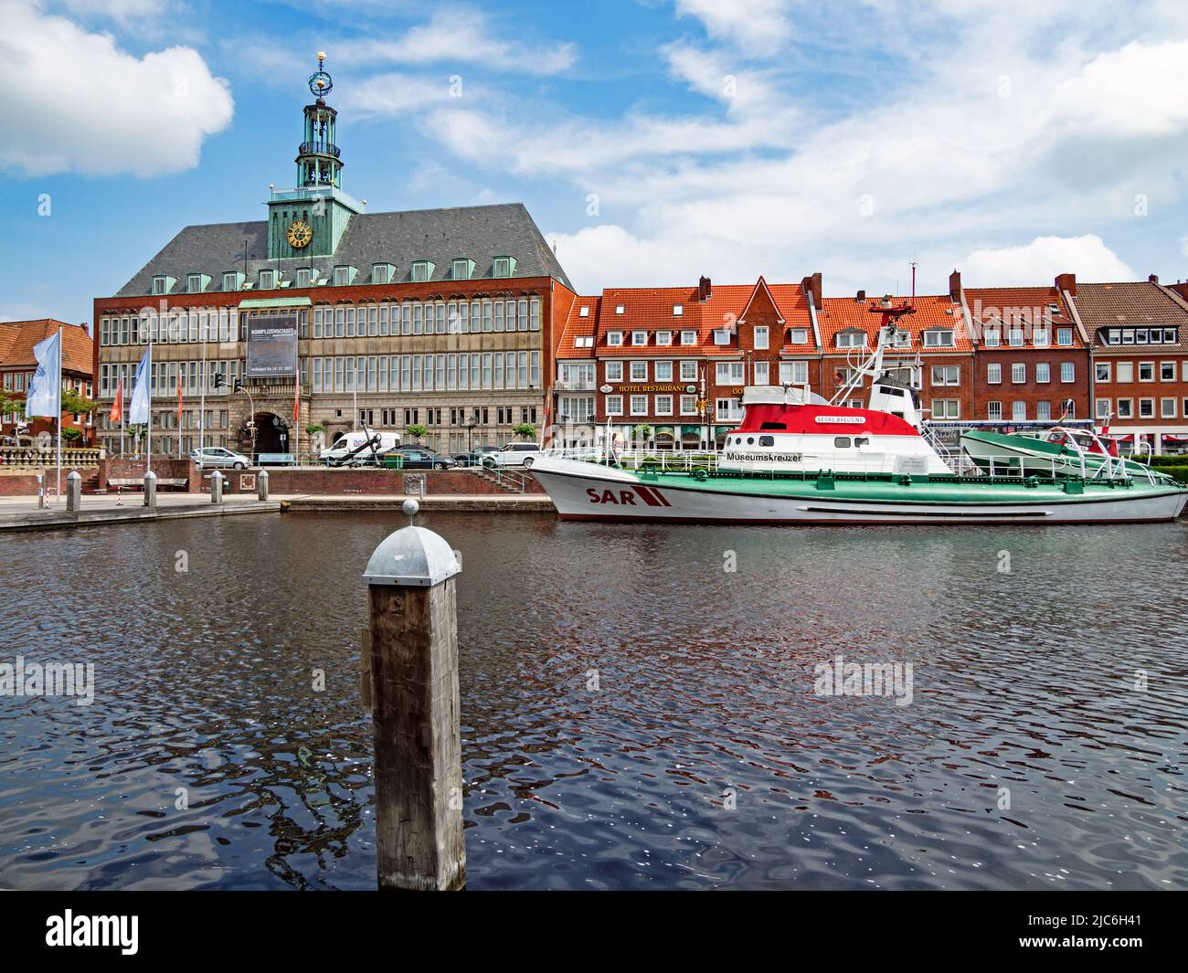 Emden, Lower Saxony, Germany - 19 June 2021: Inland harbor Ratsdelft in ...