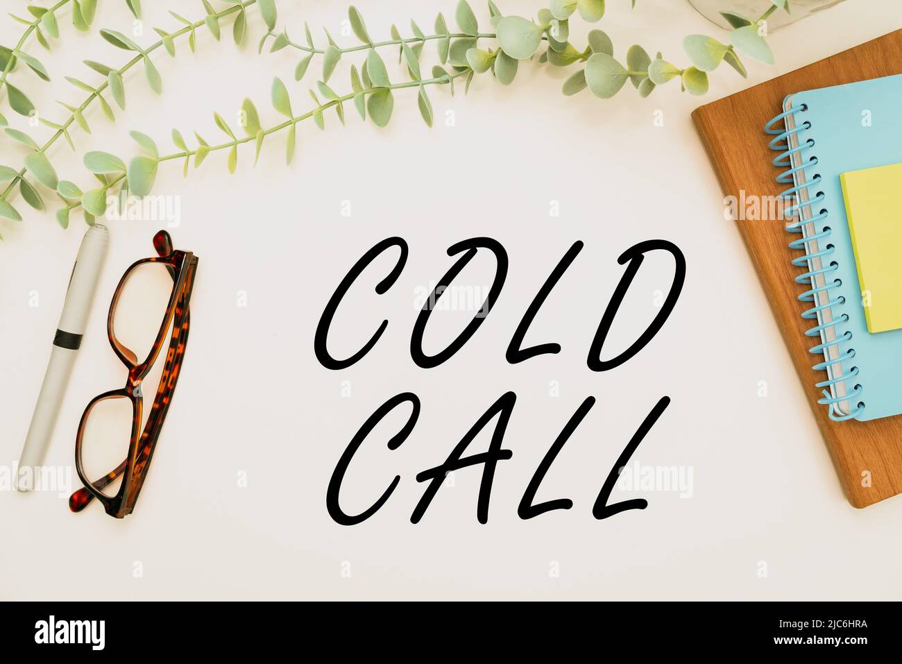 Handwriting text Cold Call. Business approach Unsolicited call made by someone trying to sell goods or services Flashy School Office Supplies Stock Photo