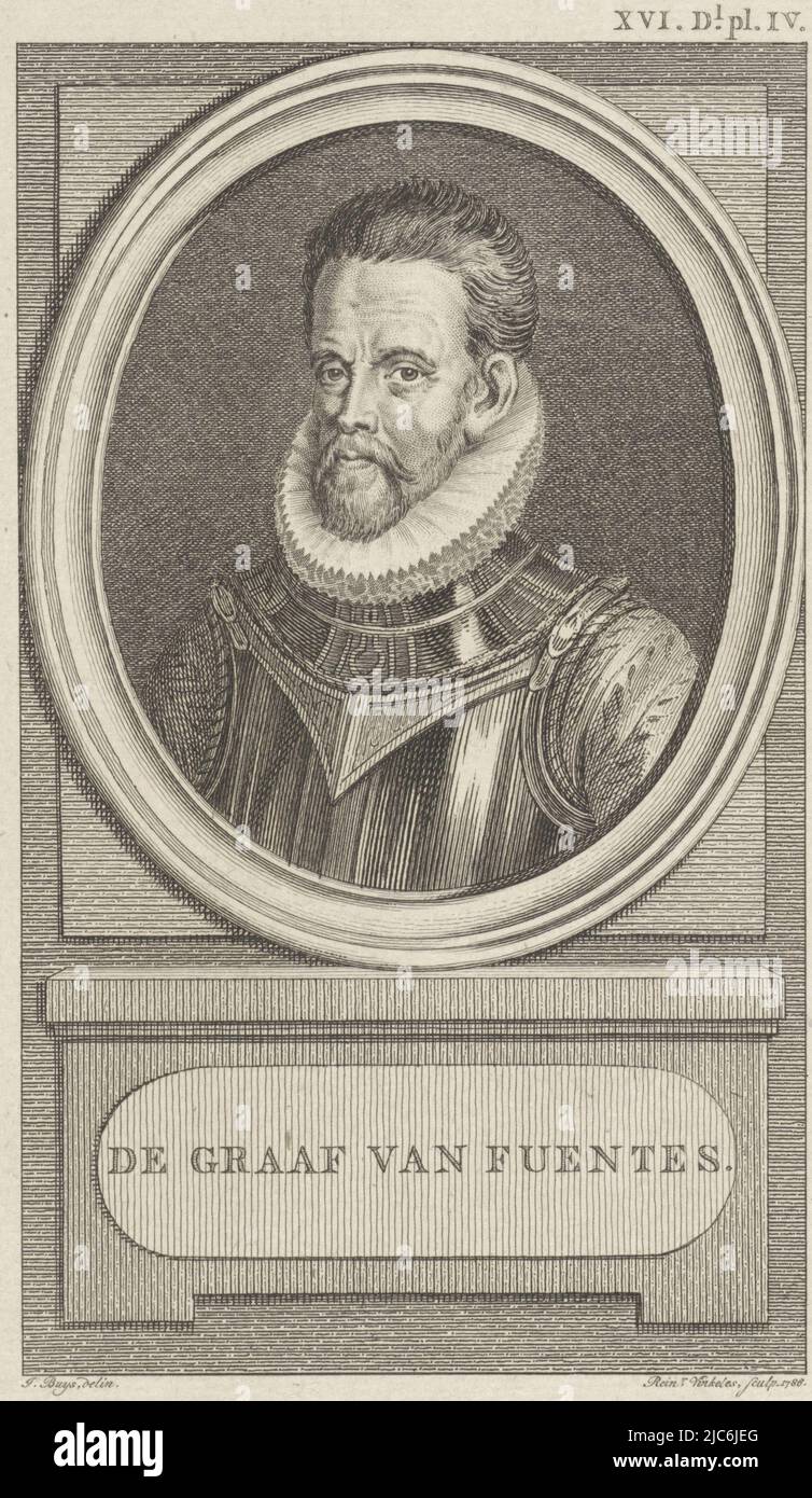 Portrait of Pedro Enríquez de Toledo de Acevedo, Count of Fuentes de Valdepero, print maker: Reinier Vinkeles (I), (mentioned on object), intermediary draughtsman: Jacobus Buys, (mentioned on object), publisher: Johannes Allart, (mentioned on object), Amsterdam, 1788, paper, etching, engraving, h 233 mm × w 149 mm Stock Photo