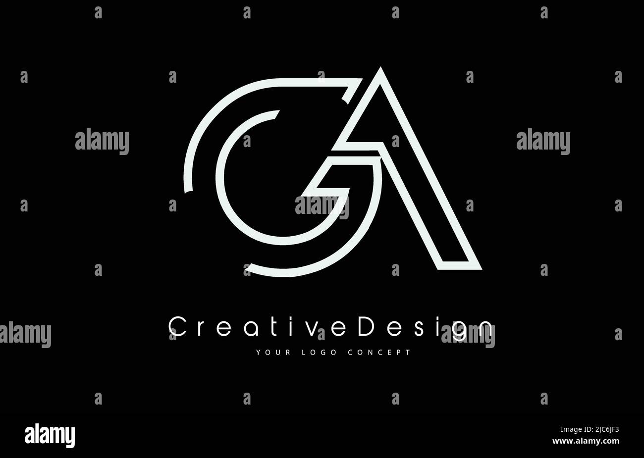 GA G A Letter Logo Design in White Colors. Creative Modern Letters Vector Icon Logo Illustration. Stock Vector