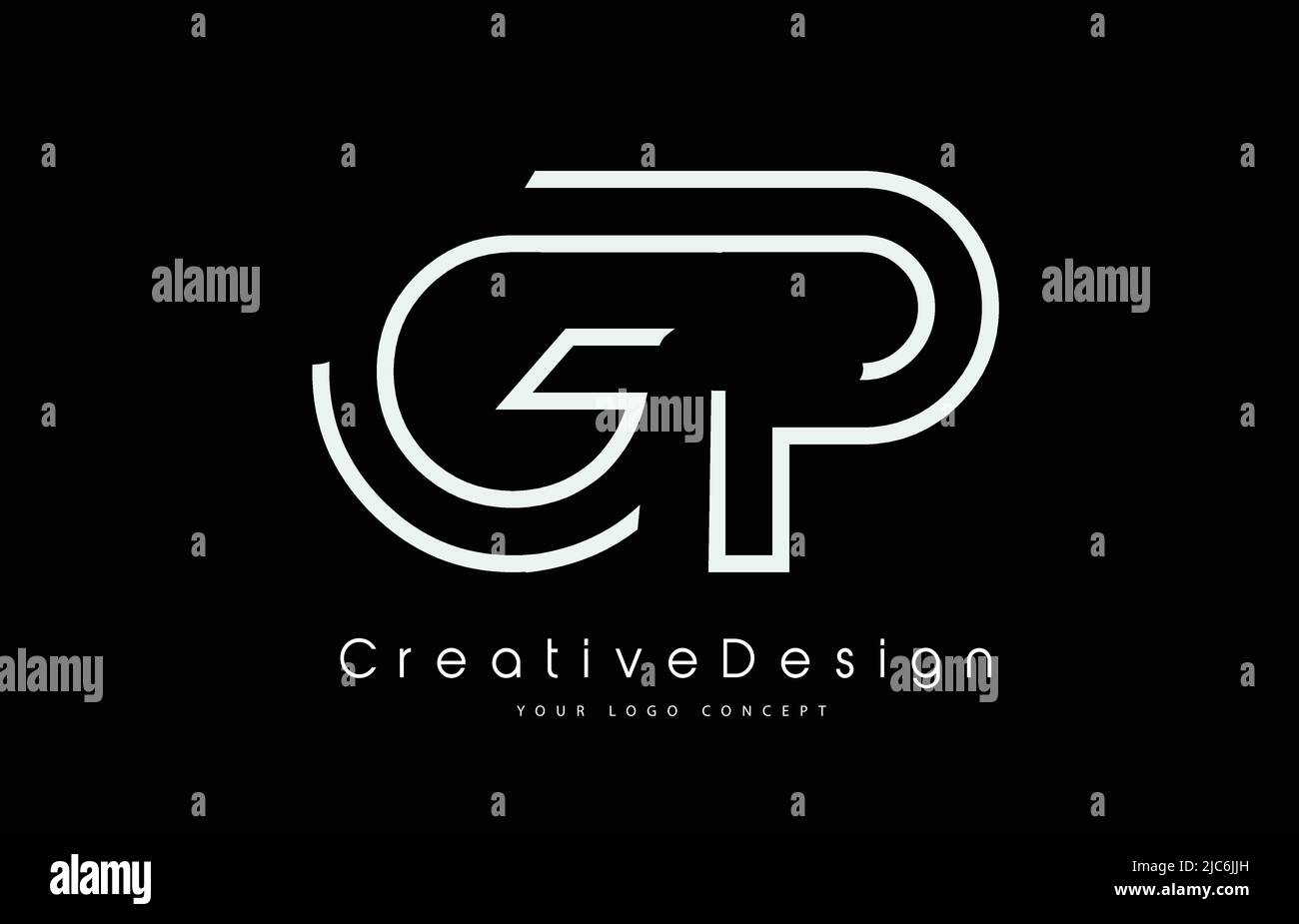 GP G P Letter Logo Design in White Colors. Creative Modern Letters ...