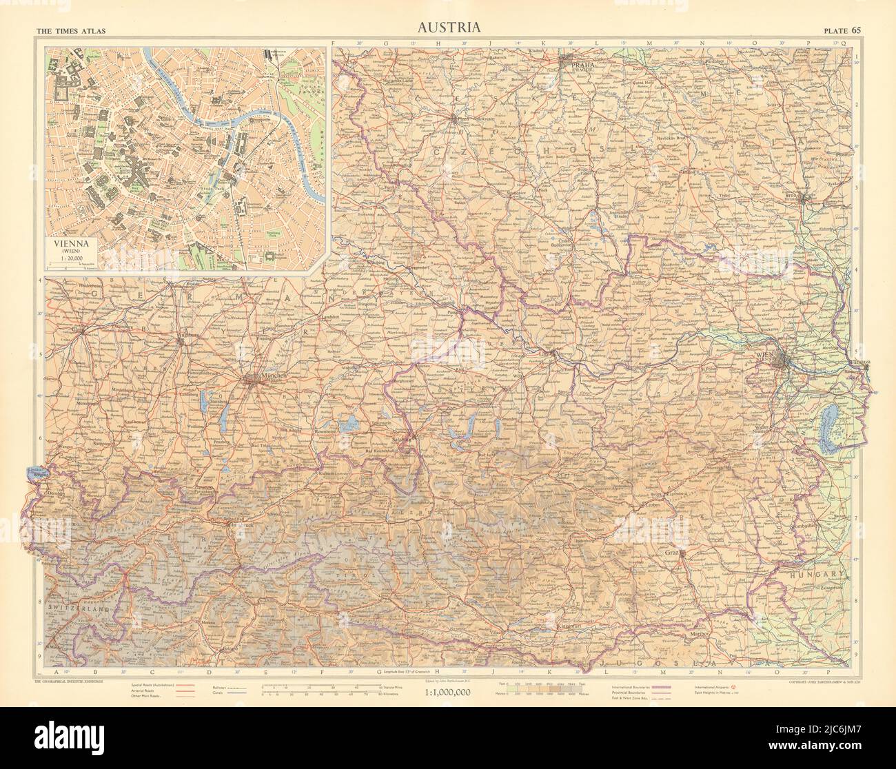 https://c8.alamy.com/comp/2JC6JM7/austria-vienna-plan-times-1955-old-vintage-map-chart-2JC6JM7.jpg