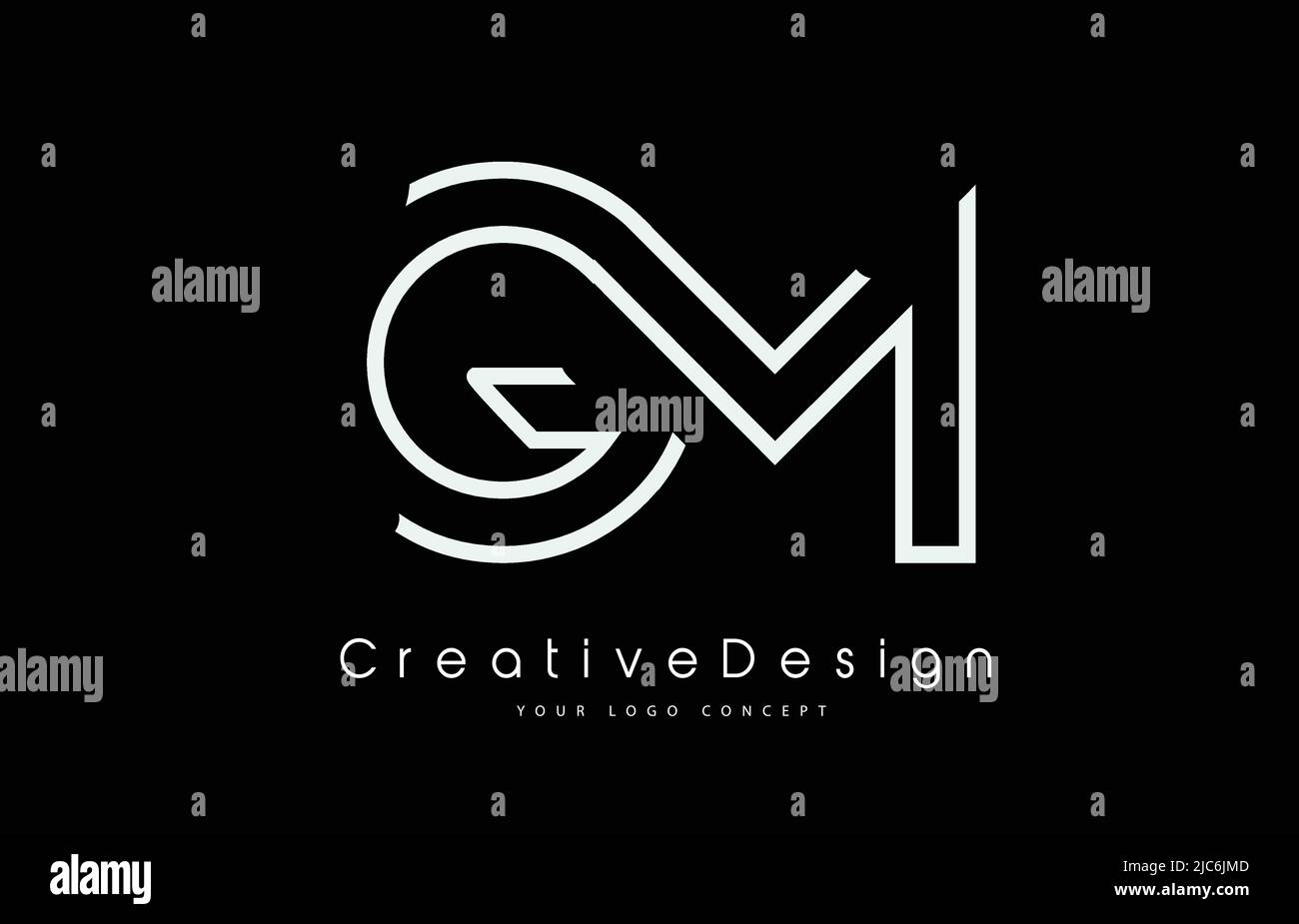 GM G M Letter Logo Design in White Colors. Creative Modern Letters ...