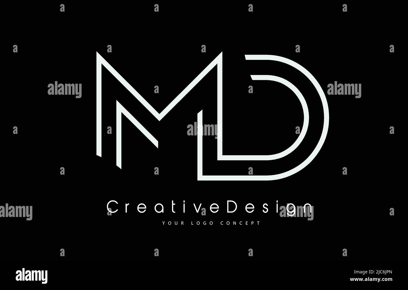 MD M D Letter Logo Design in White Colors. Creative Modern Letters