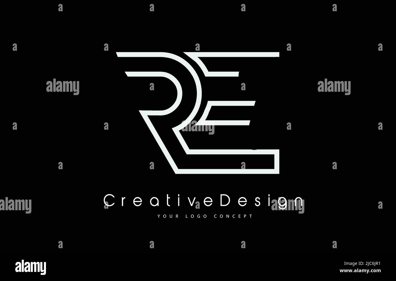 RE R E Letter Logo Design in White Colors. Creative Modern Letters ...
