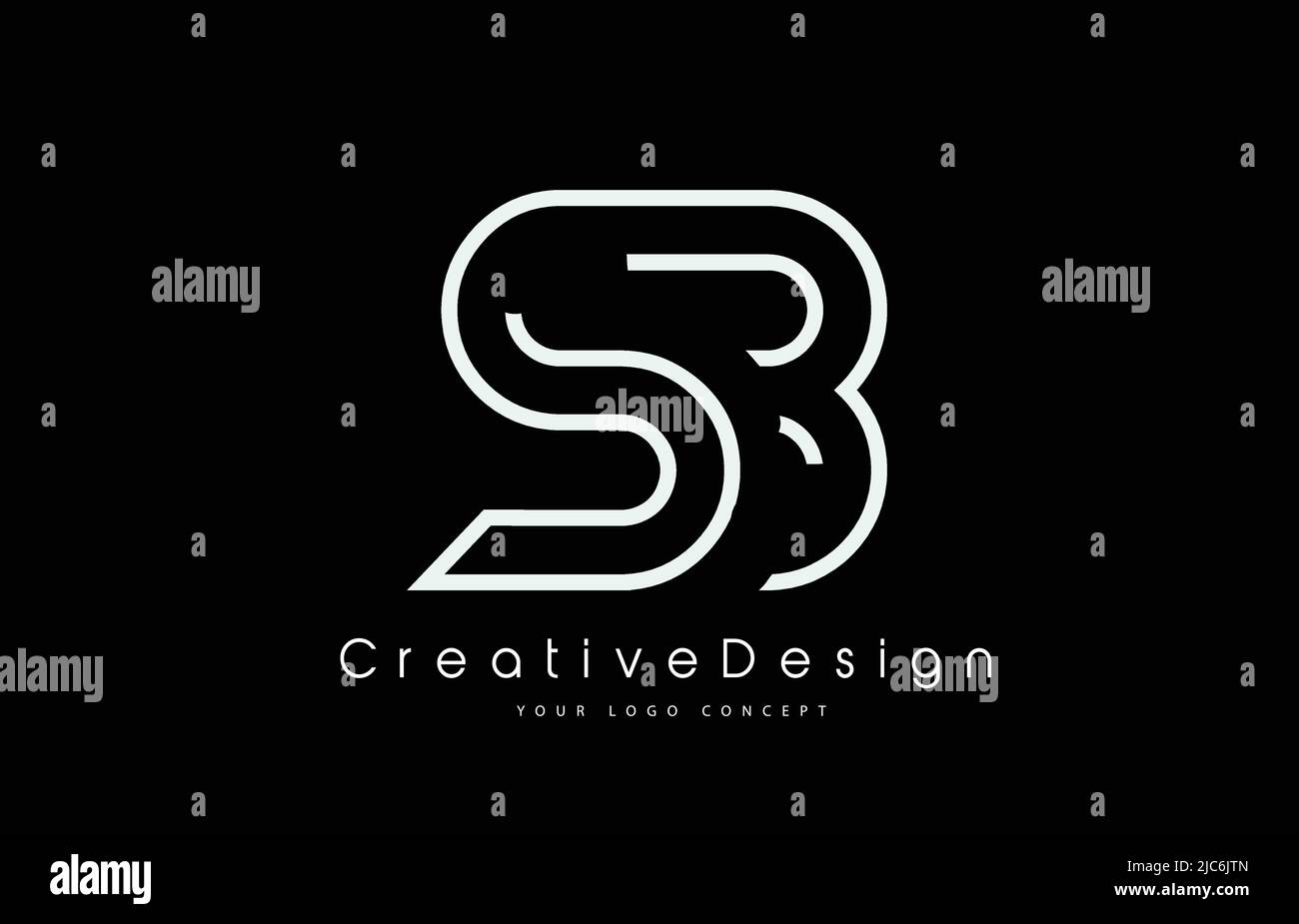 SB S B Letter Logo Design in White Colors. Creative Modern Letters ...