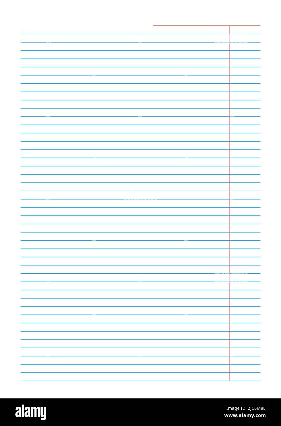Blank notebook sheet with margins Sheet of blue lines on white background Perfect for planner, notebook, school, print A5 sheet Lined pattern Papers f Stock Vector