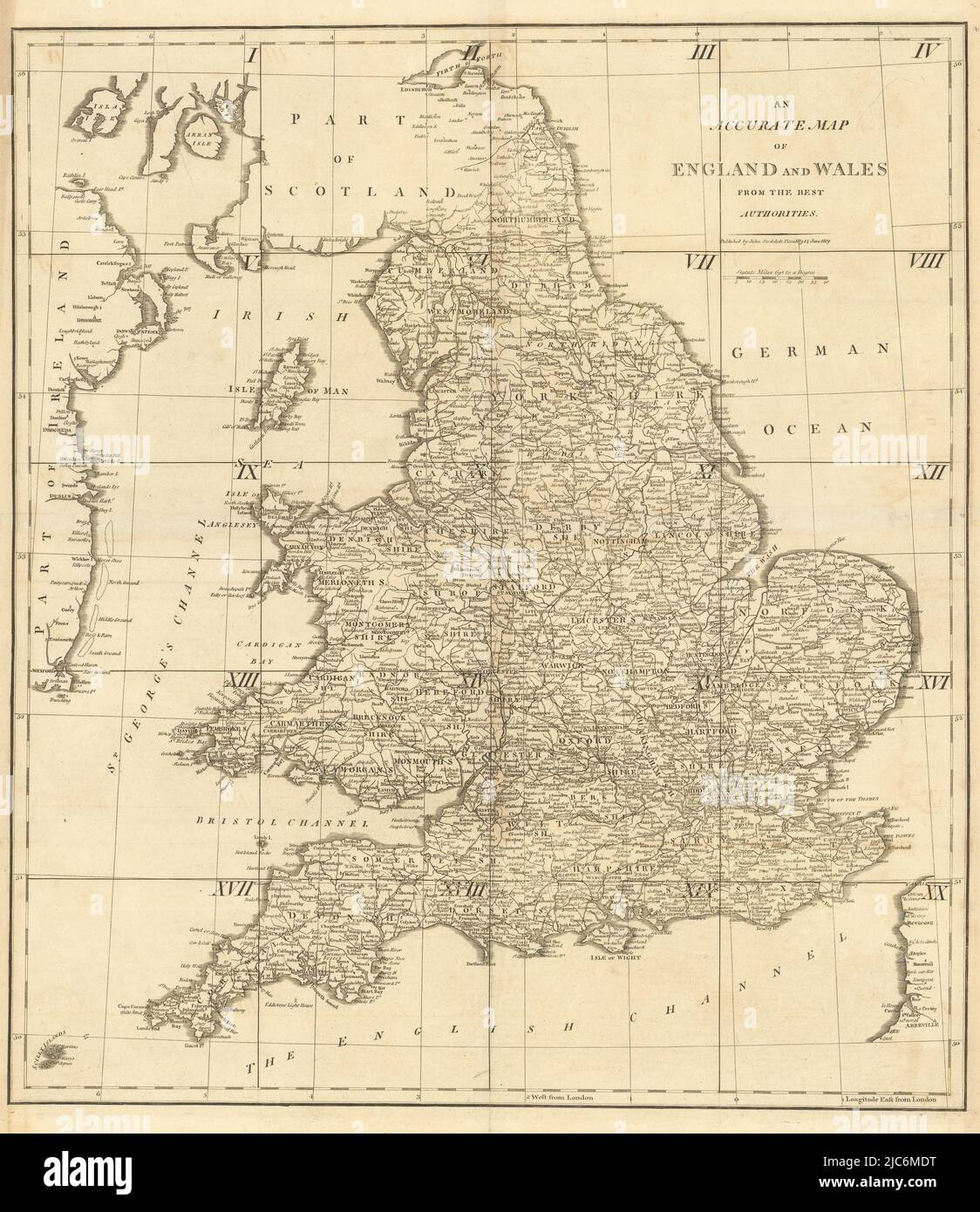 'An accurate map of England and Wales from the best authorities'. CARY 1806 Stock Photo