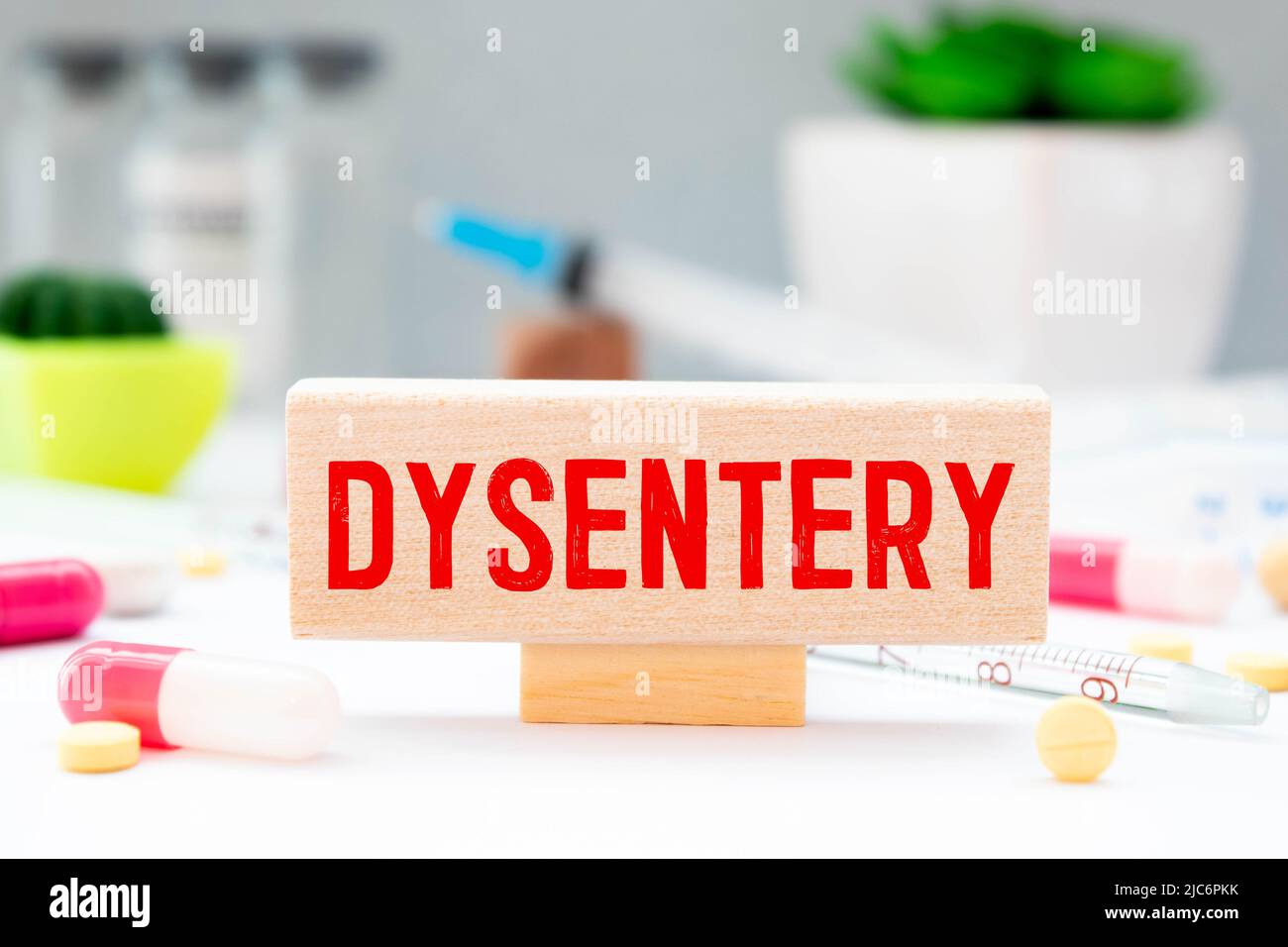 Dysentery, word cube with background Stock Photo