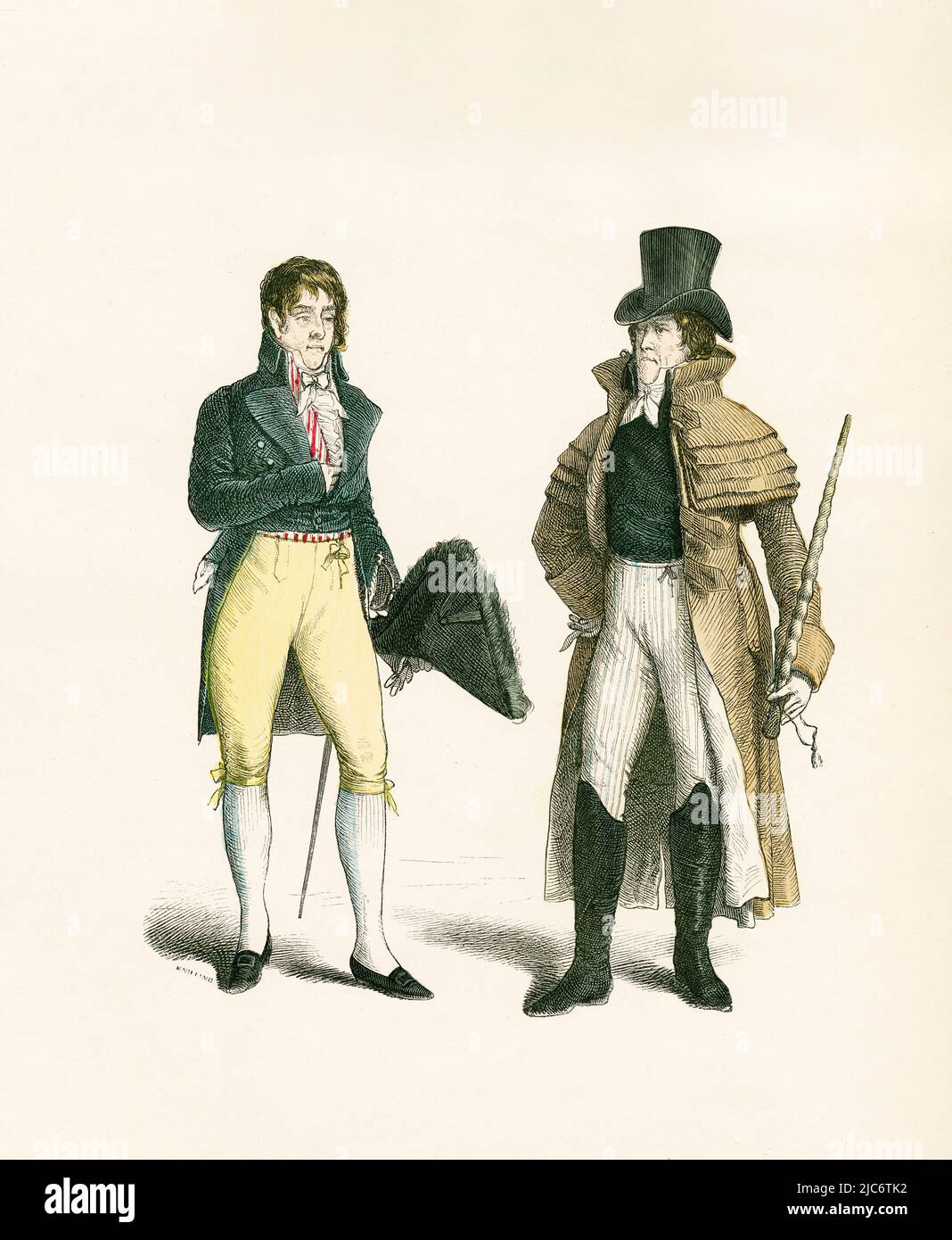 Man in Court Dress, Man with Garrick, early 19th Century, Illustration ...
