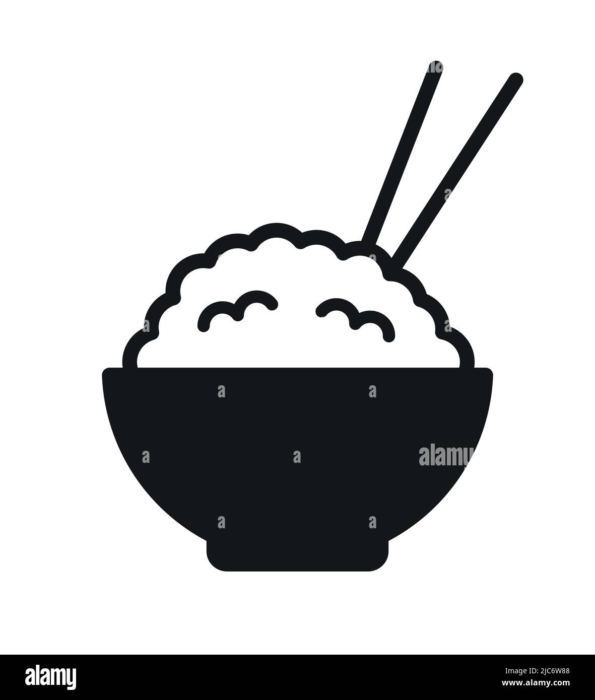 Full rice bowl with sticks asian food restaurant symbol vector illustration icon Stock Vector