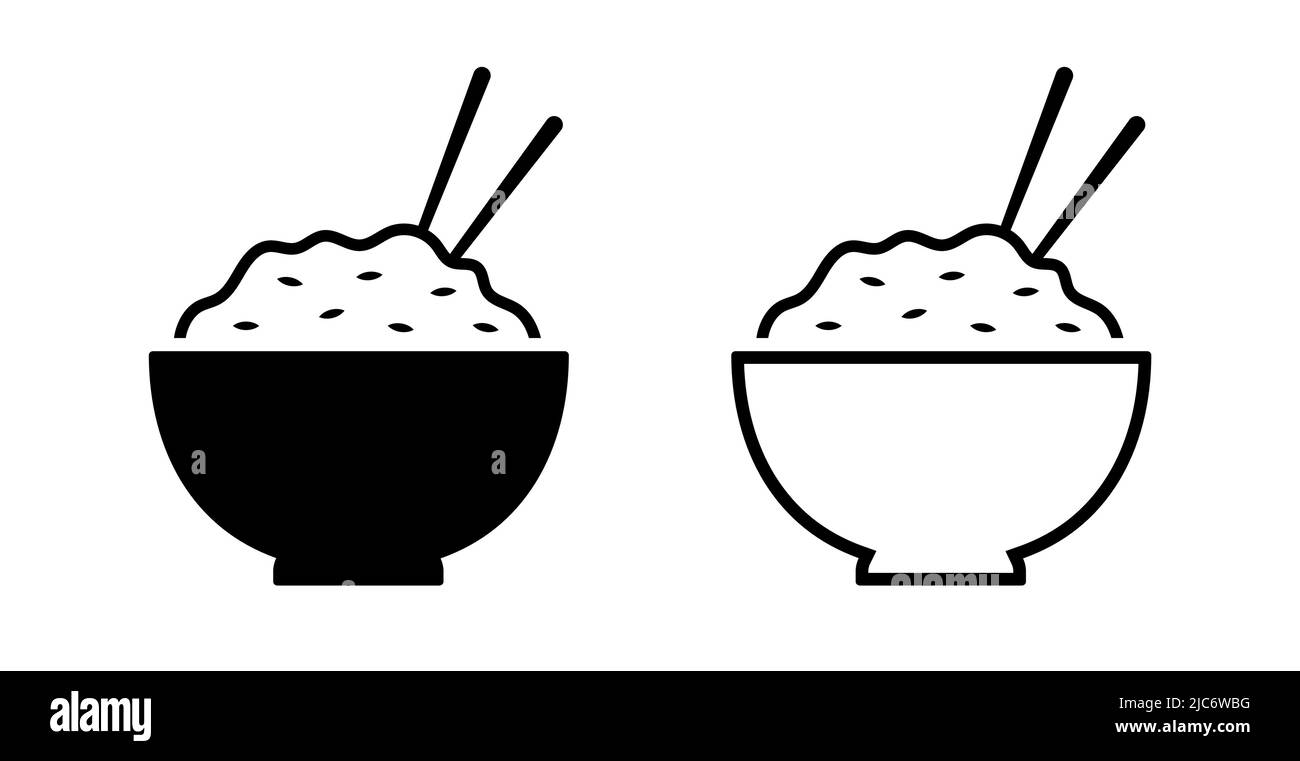 Full rice bowl with chopsticks food restaurant symbol vector illustration icon Stock Vector