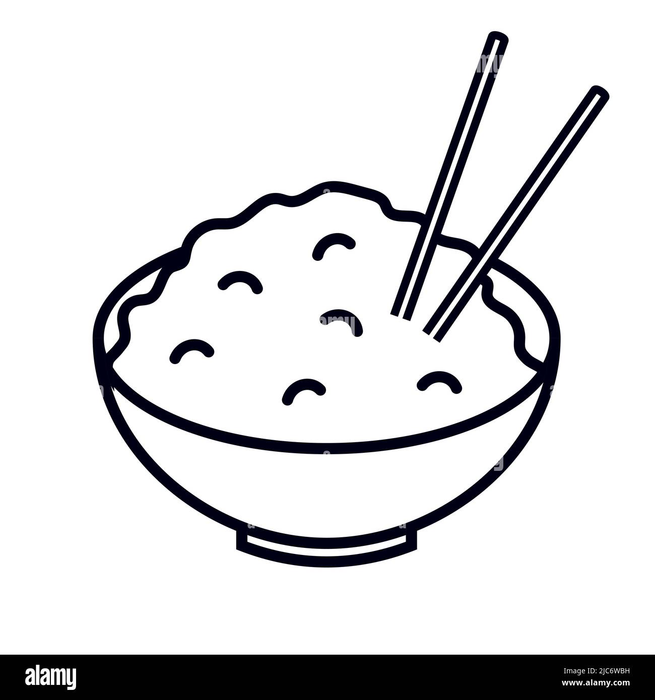 Rice bowl with chopsticks food bowl symbol vector illustration icon