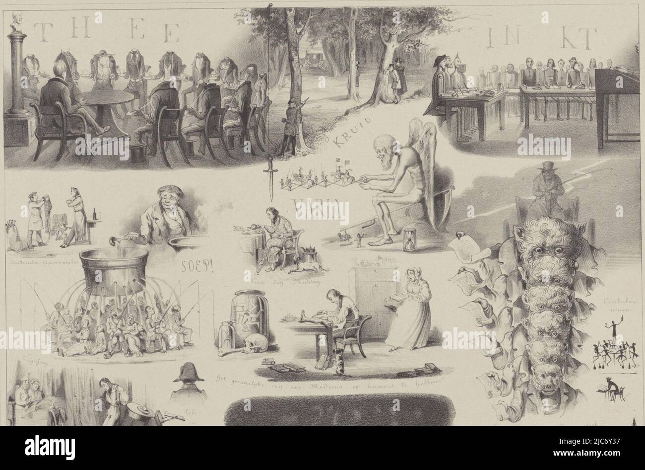 Top left below the word &lsquo;Tea&rsquo; figures, seated in a circle, are 